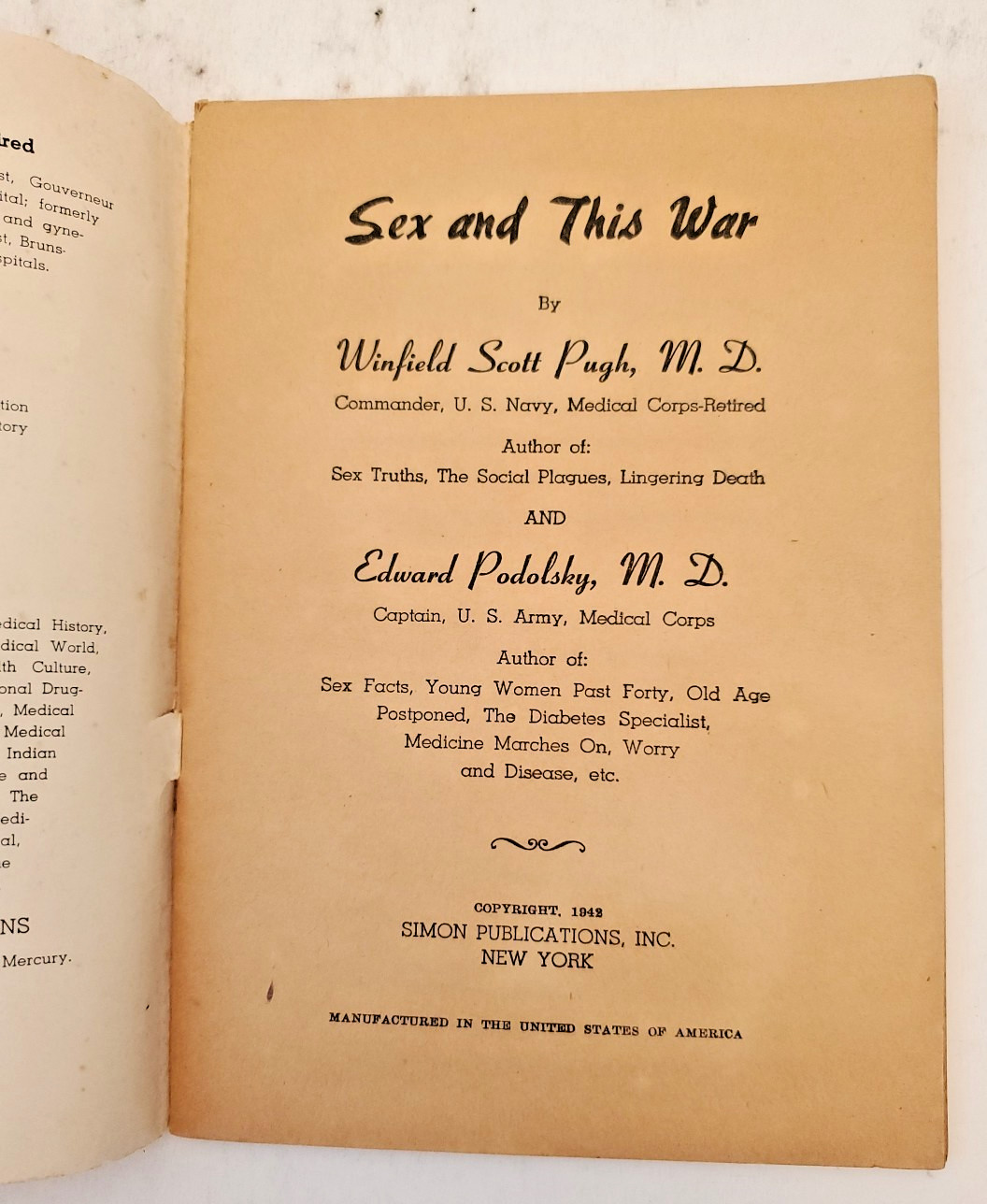 Sex and This War ~ 1942 ~ Illustrated Guide for World War II ~ Podolsky & Pugh