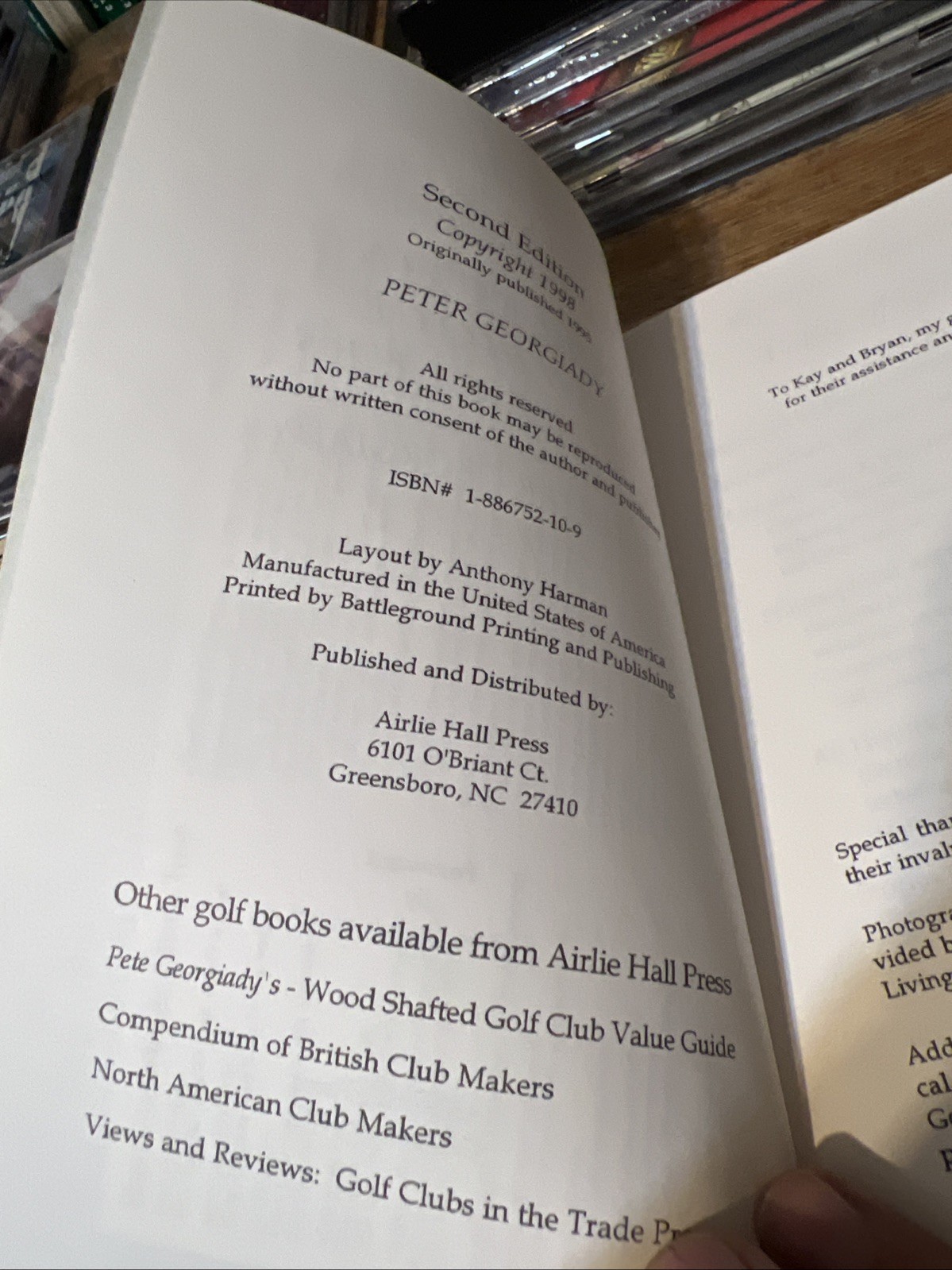 Collecting Antique Golf Clubs by Peter Georgiaady 2nd Ed. 1997