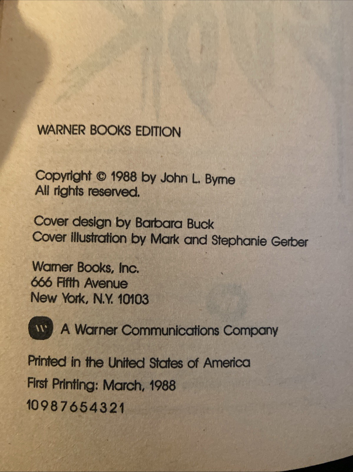 Fear Book John L Byrne First Edition 1st Printing 1988 Mass Market Paperback