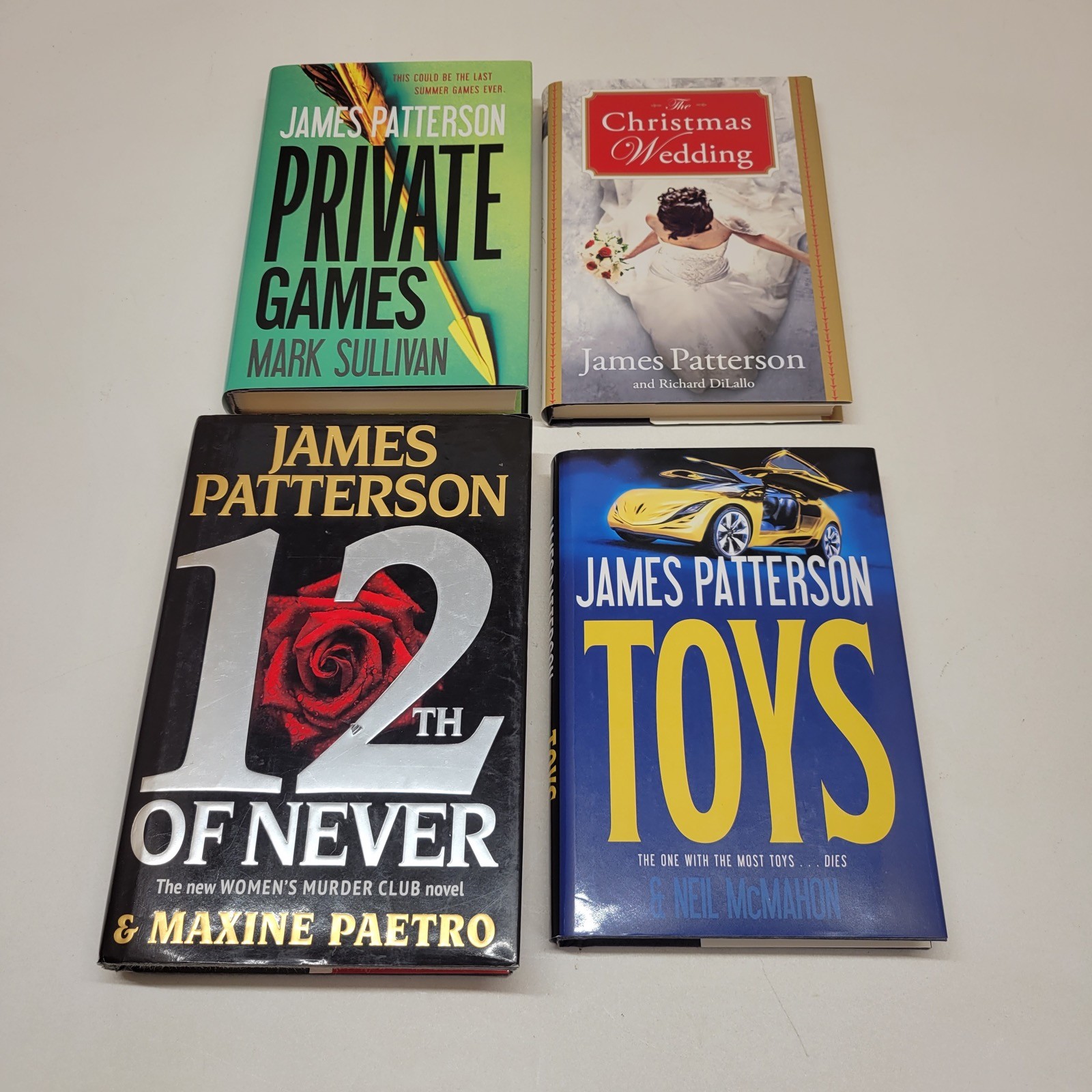 James Patterson lot of 4 – Private Games, Christmas Wedding, 12th of Never, Toys