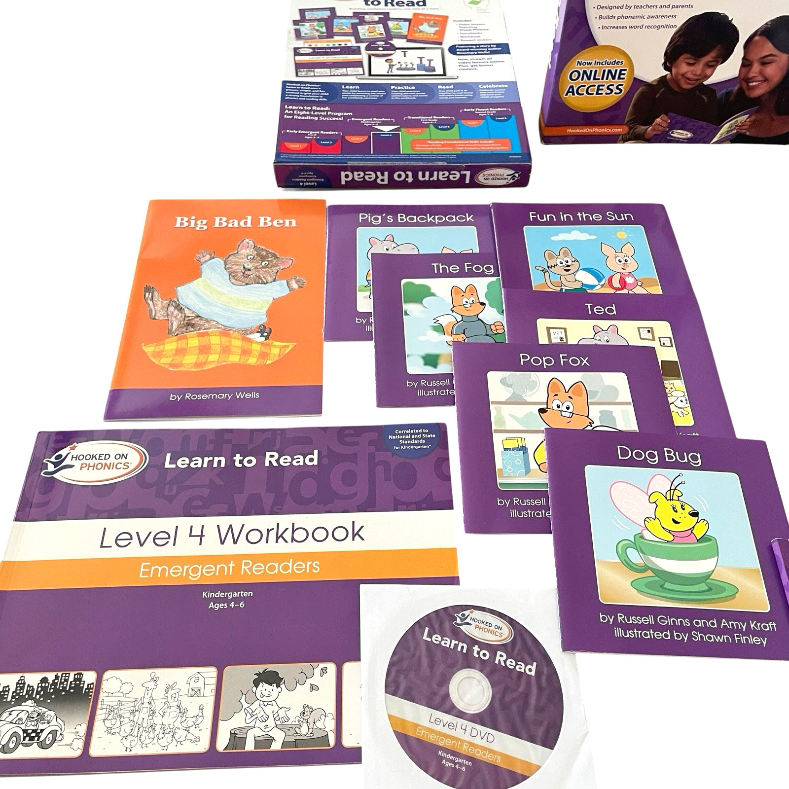 HOOKED ON PHONICS: LEARN TO READ Level 3-4 Emergent Readers Kindergarten Age 4-6