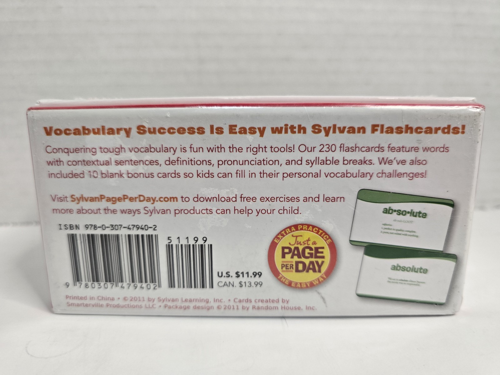 3rd Grade Vocabulary Flashcards: 240 Flashcards Sylvan Learning Cards New Sealed