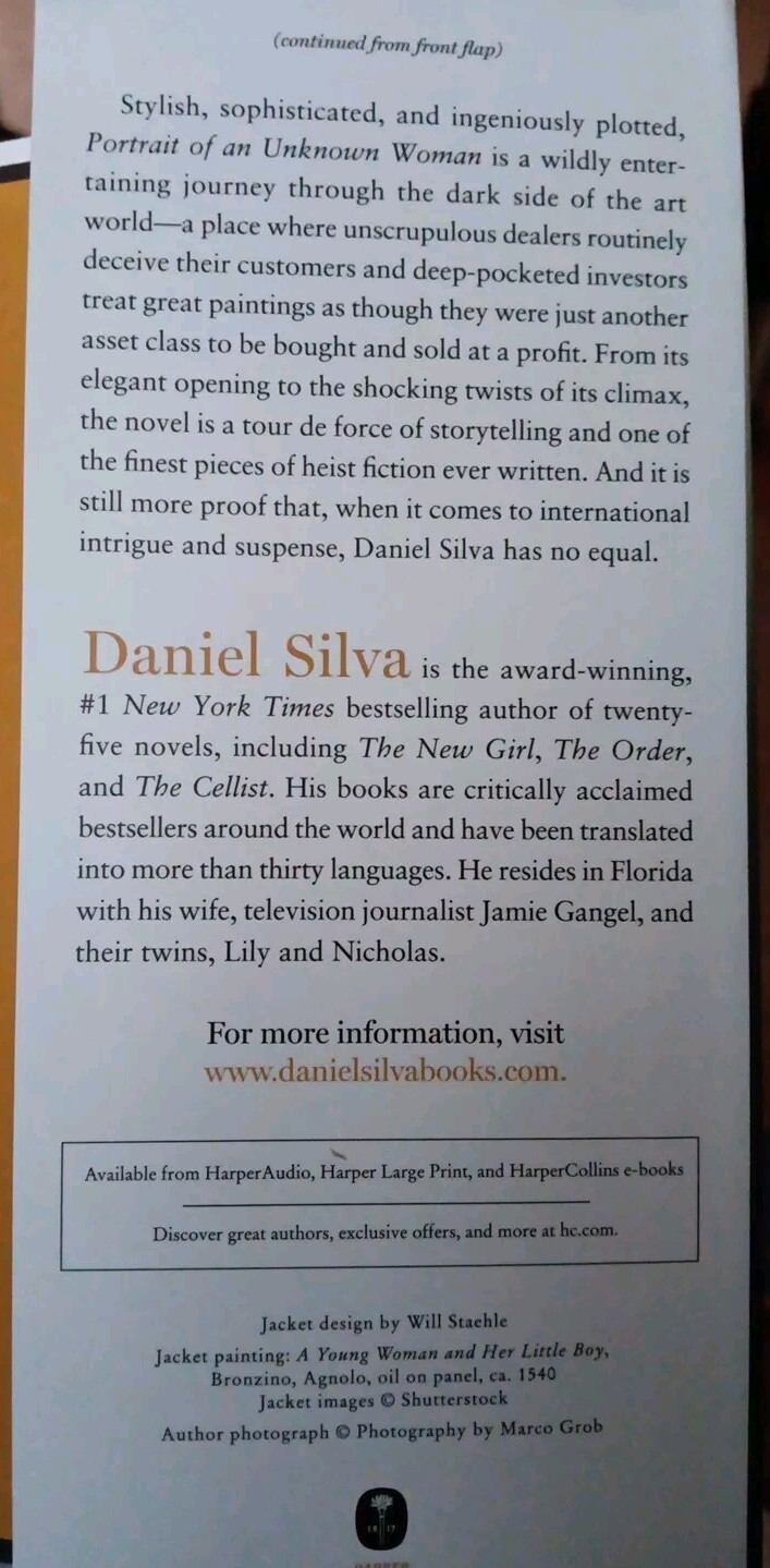 Portrait of an Unknown Woman A Novel By Daniel Silva 2022 Hardcover