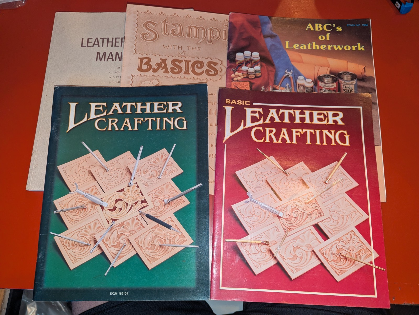 Lot of 5 Leatherworking Booklets: Leather Crafting, Manual, ABC’s & Stamping