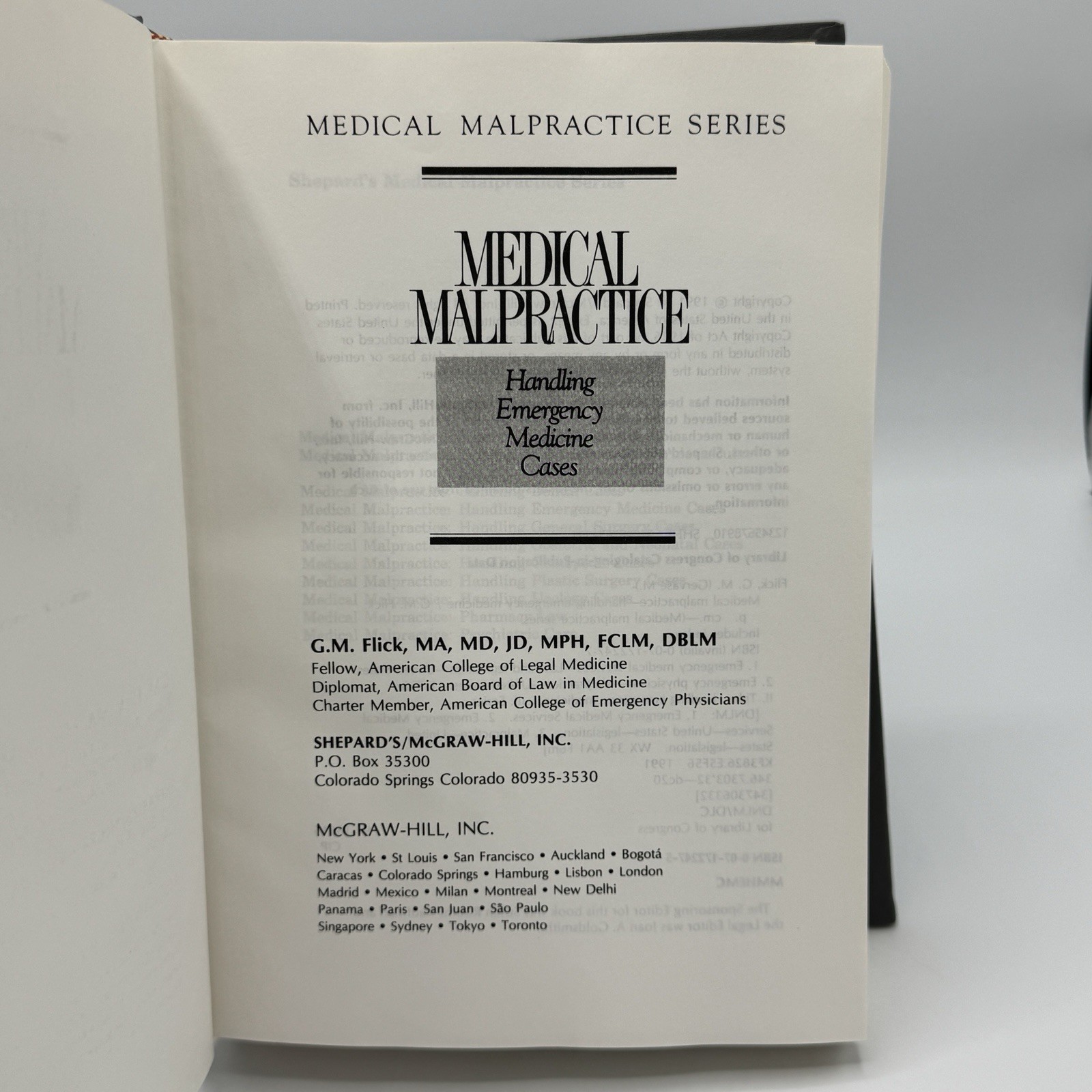 Medical Malpractice Book Lot Of 6 Mc Graw Hill / Shepards Law Emergency & Misc