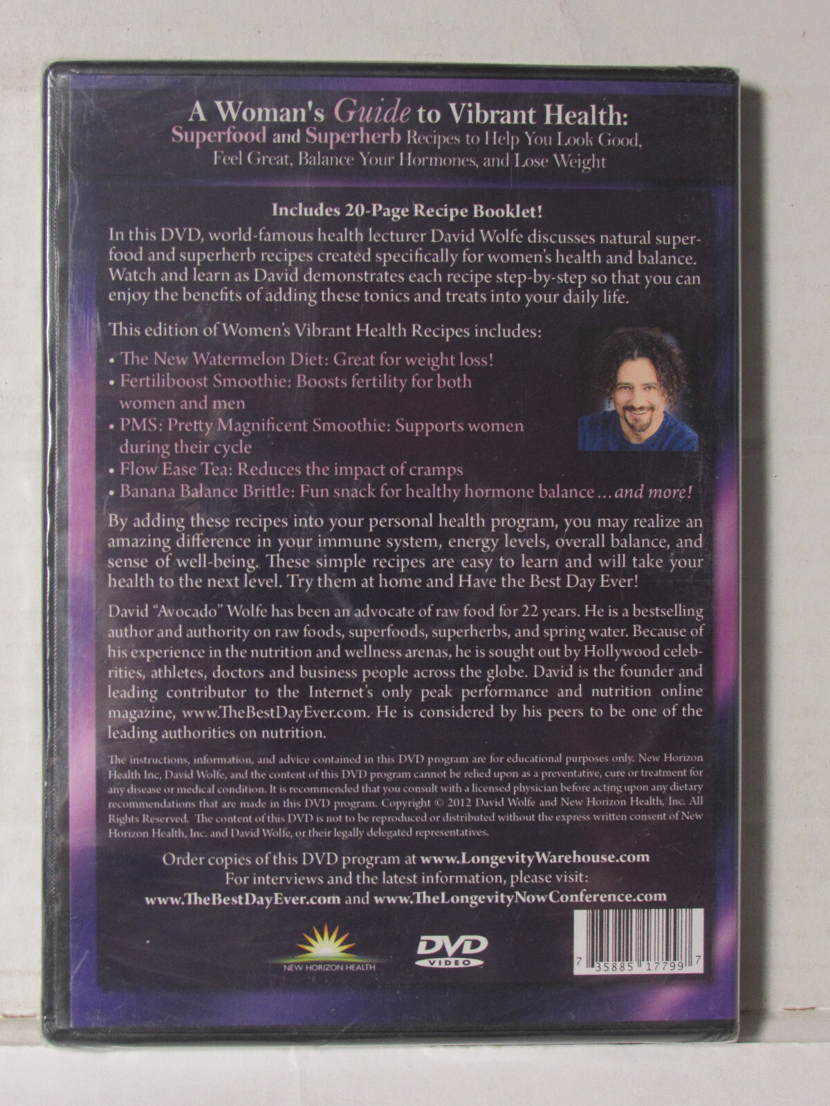 A Woman’s Guide to Vibrant Health NEW Weight loss Disease David Wolfe DVD + FREE