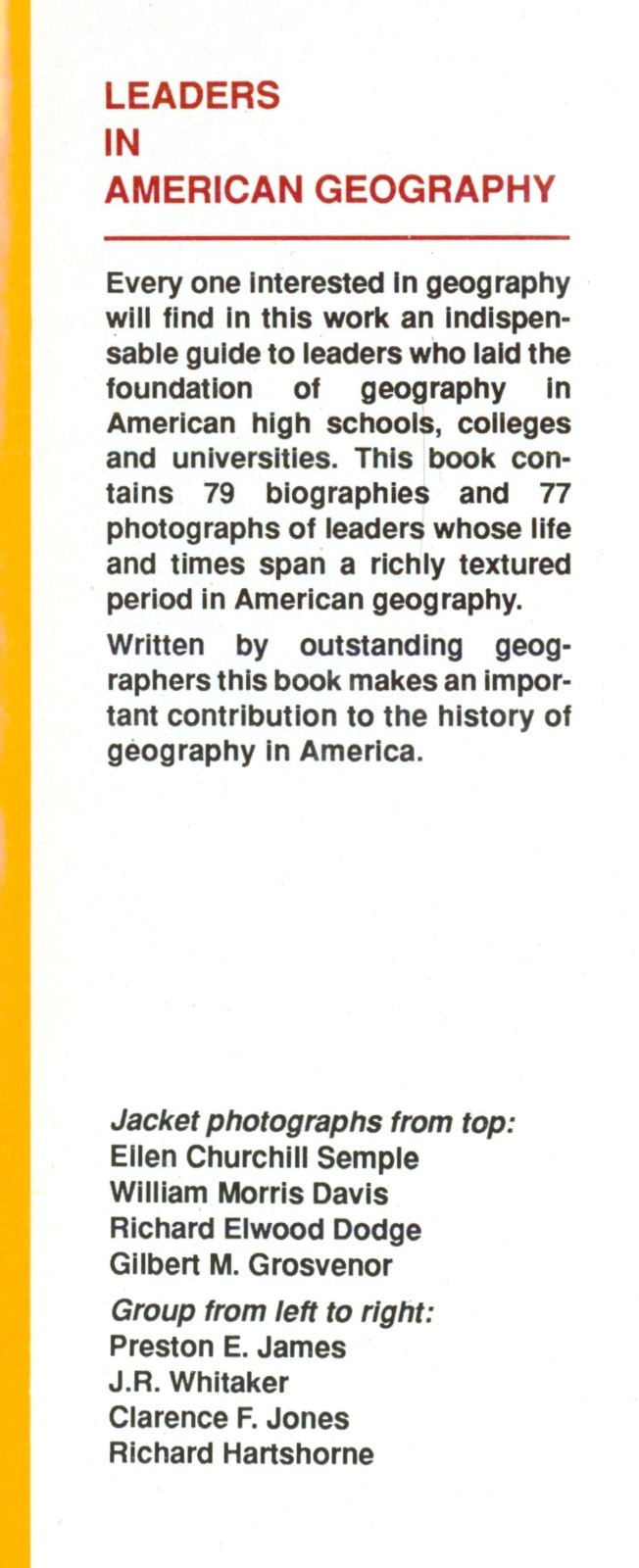 Leaders in American Geography Vol. 1: Geographic Education by Thomas F. Barton