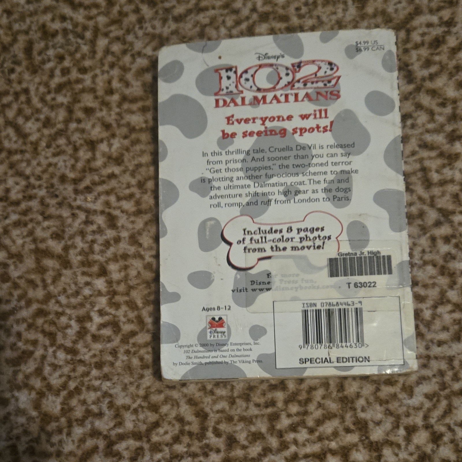 Disney’s 102 Dalmatians Junior Novel PB Special Ed Alice Downes 2000
