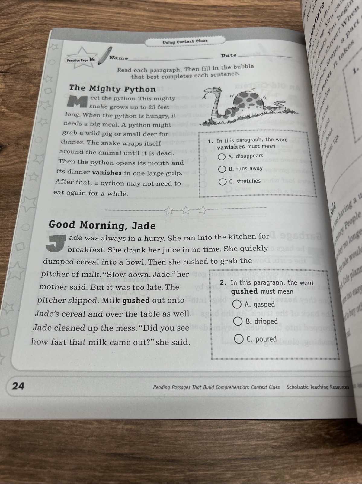 Scholastic Reading Passages That Build Comprehension CONTEXT CLUES Grades 2-3