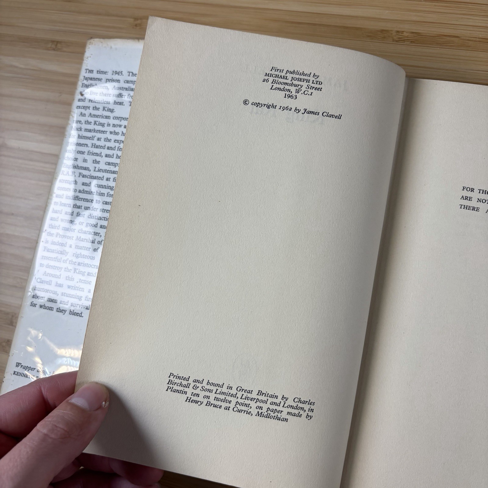 James Clavell KING RAT Ist UK Edition 1963 DJ