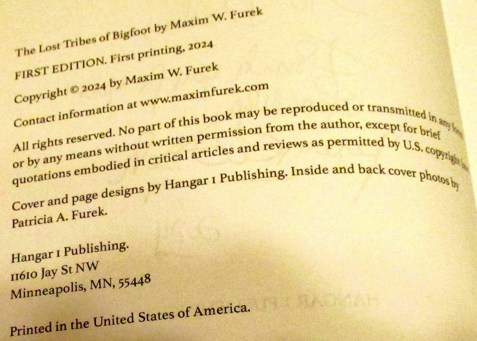 2024 The Lost Tribes of Bigfoot by Maxim W. Furek SIGNED First Edition TPB Book