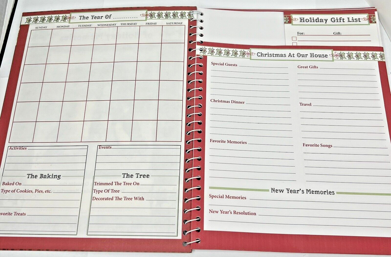 Holiday Memories Christmas Planner Organizer NEW Pockets 7 Years Card List