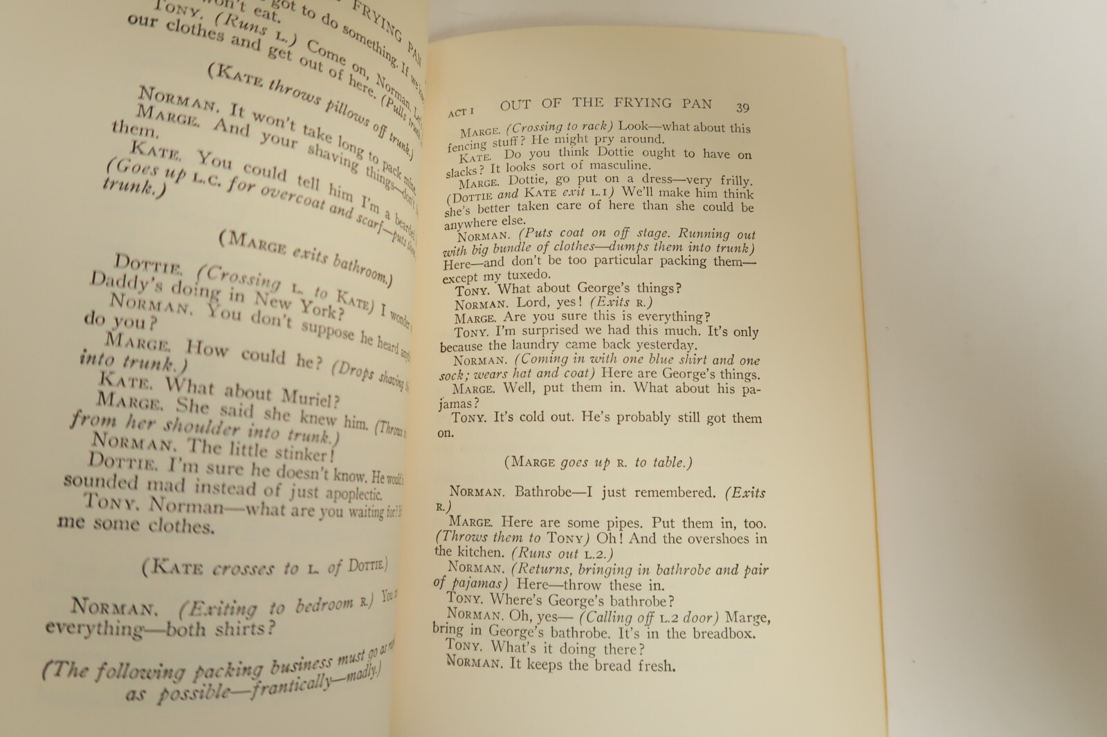 Out of The Frying Pan by Francis Swann Samuel French Library Edition Book