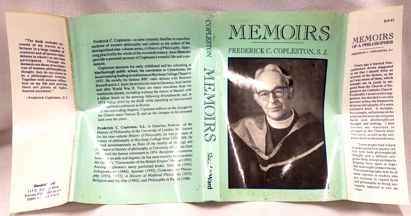 1993 HB 1st,Frederick Copleston MEMOIRS OF A PHILOSOPHER, Philosophy, History