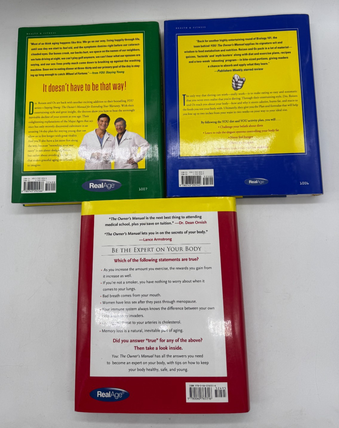 YOU 3 Books by Roizen & OZ Owner’s Manual, Staying Young, On a Diet