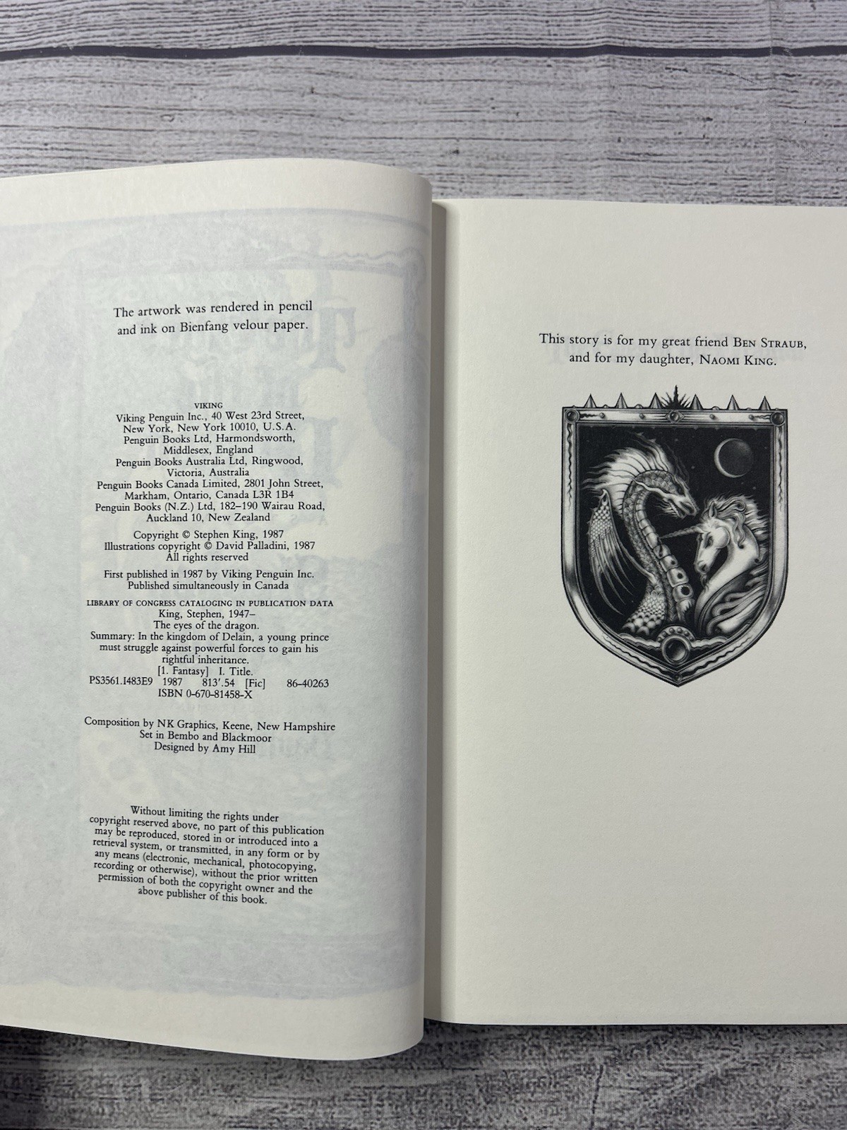 Stephen King The Eyes of The Dragon 1987 Hardcover with Dust Jacket