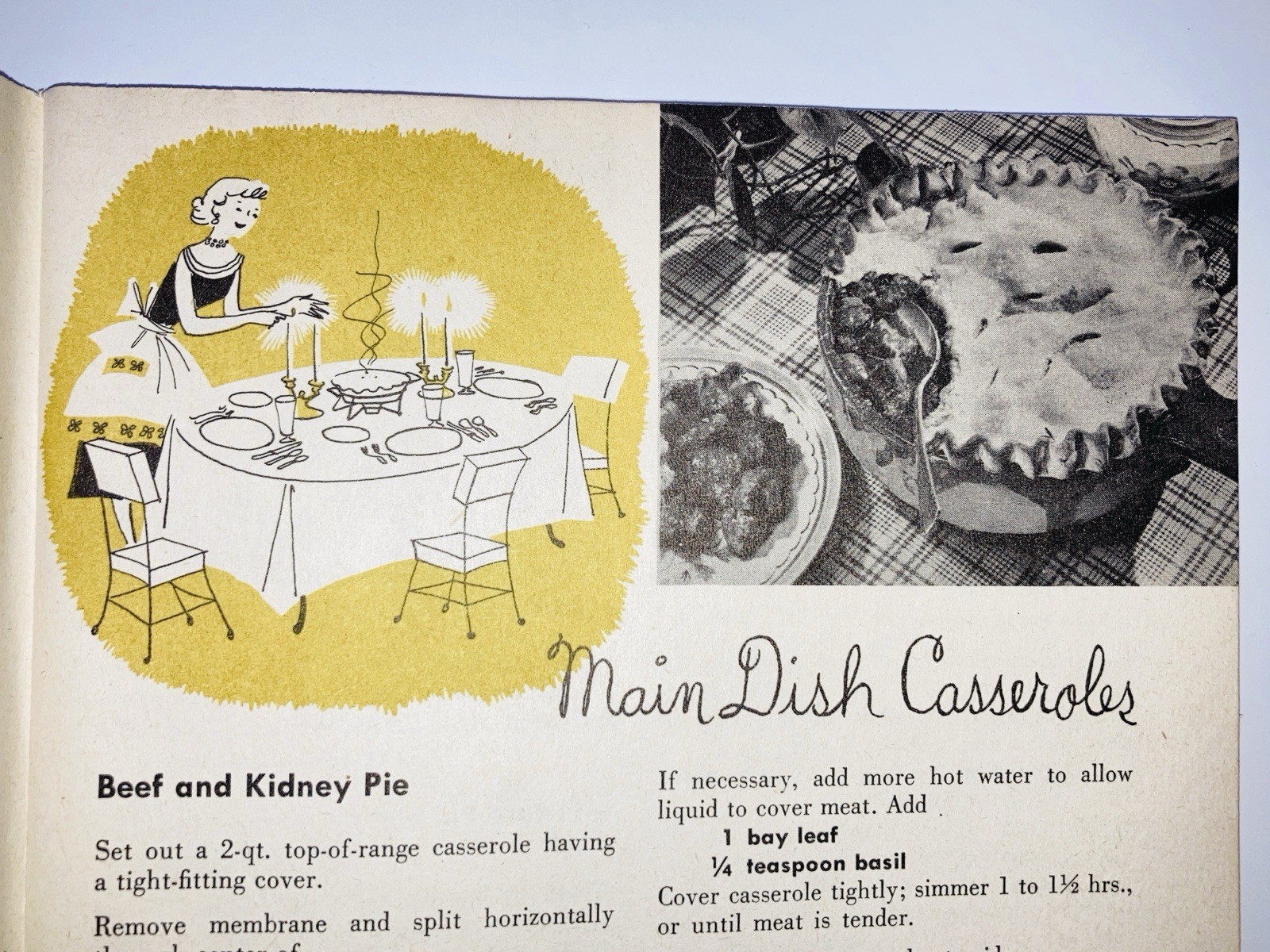 The Casserole Cookbook Main & Dessert Cookbook 1955 Culinary Arts Institute