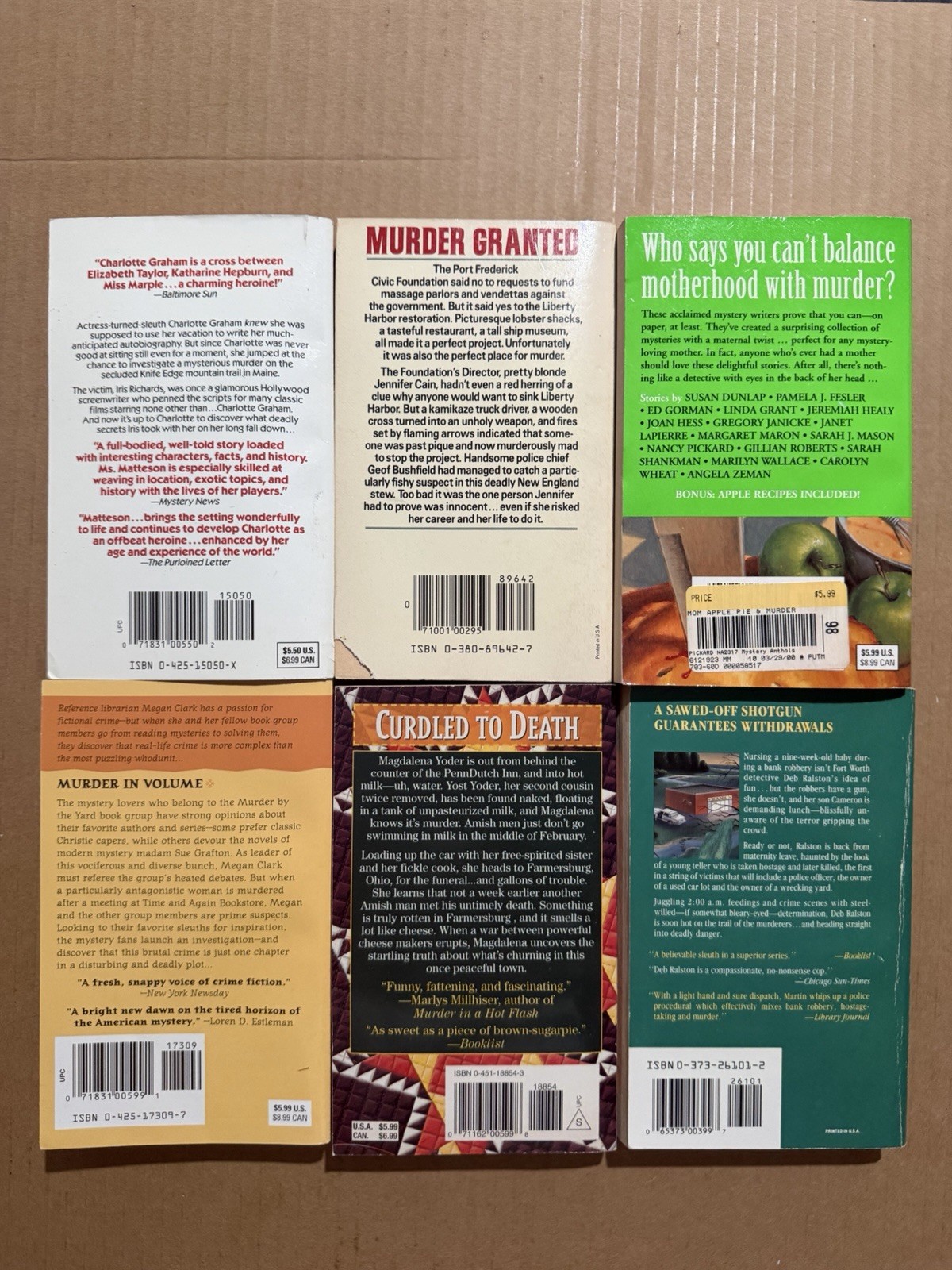 Lot of 10 random murder mystery novel paperback books, various authors B26