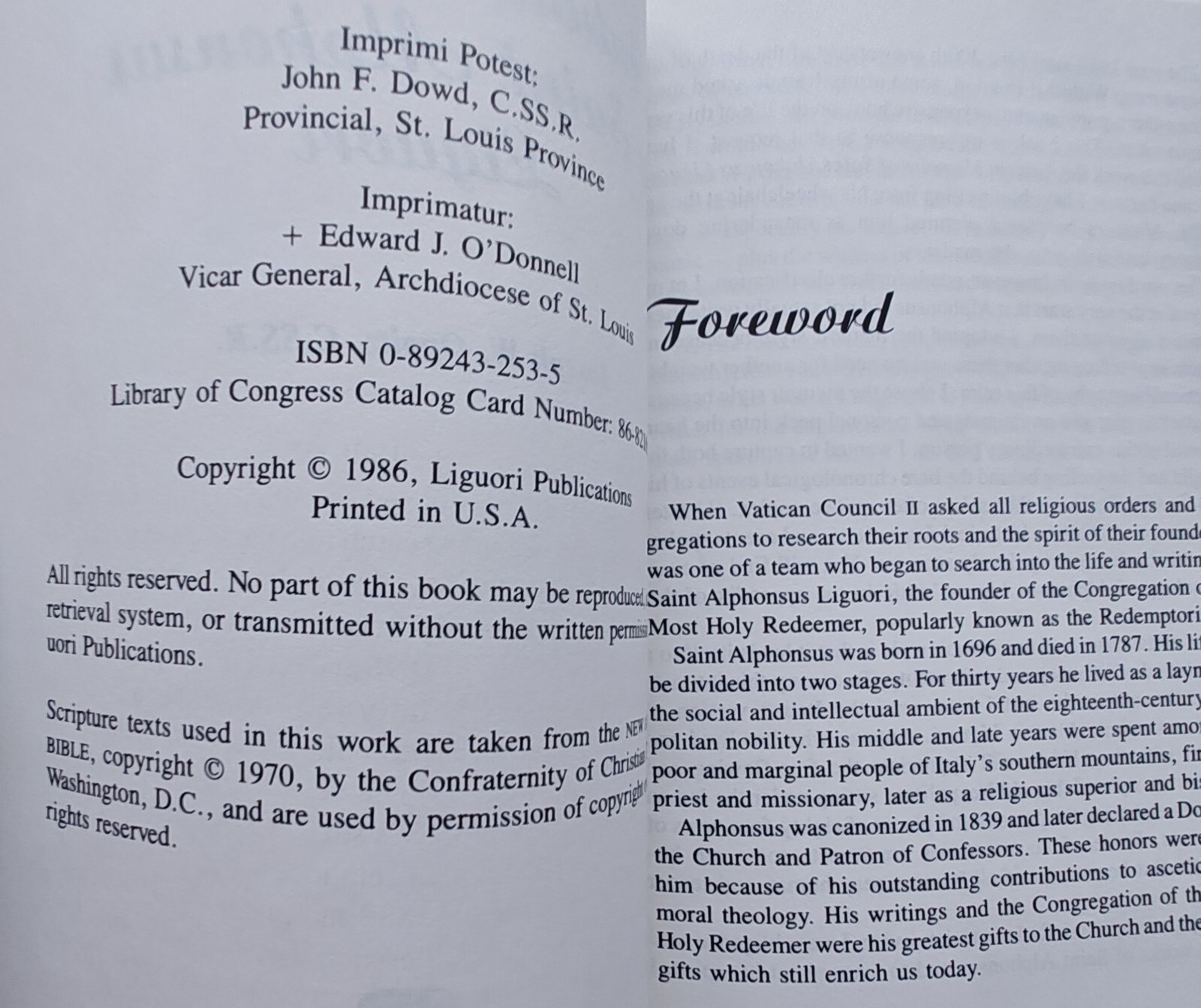Autumn Memoirs of St. Alphonsus Liguori Redemptorist Joseph Oppitz Book Booklet