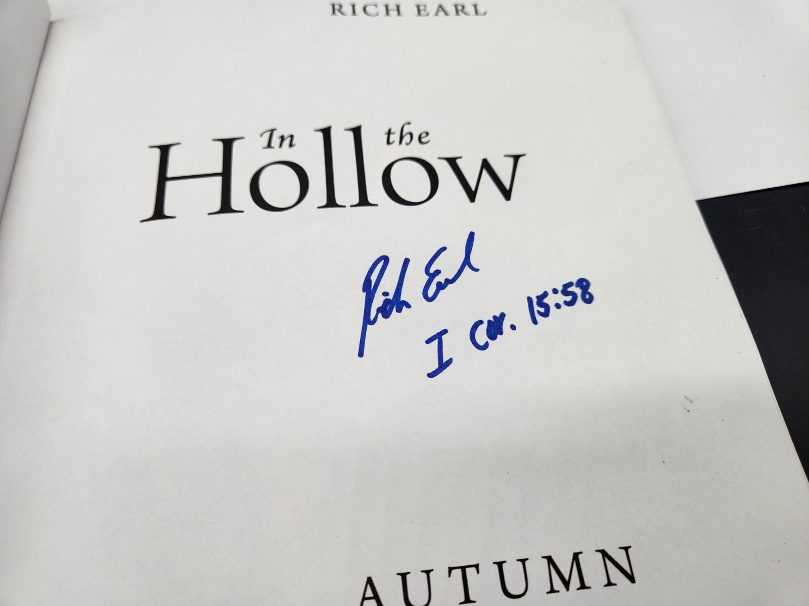 In the Hollow Autumn by Rich Earl Outskirts Press Signed