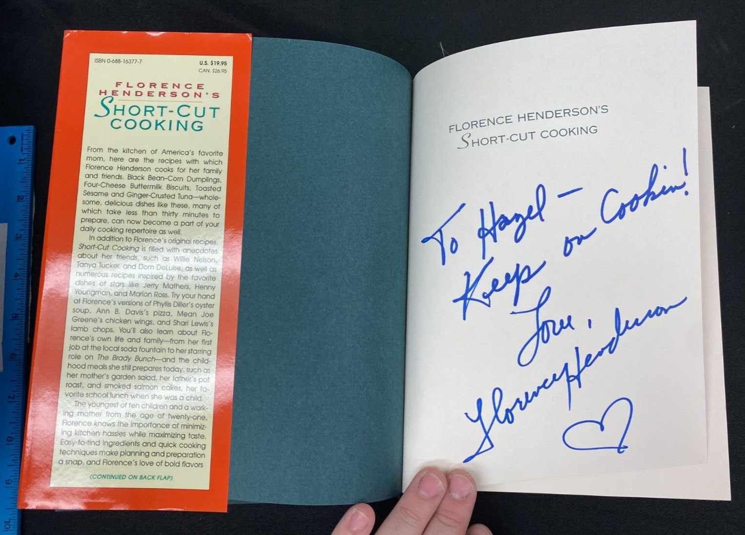 1998 HB BOOK FIRST PRINT FLORENCE HENDERSON *SHORT-CUT COOKING* SIGNED W/COA