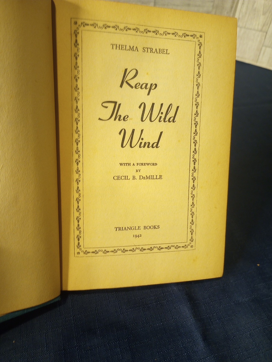 Reap The Wild Wind 1942 Hardcover Wartime Printing Thelma Strabel Vintage Novel