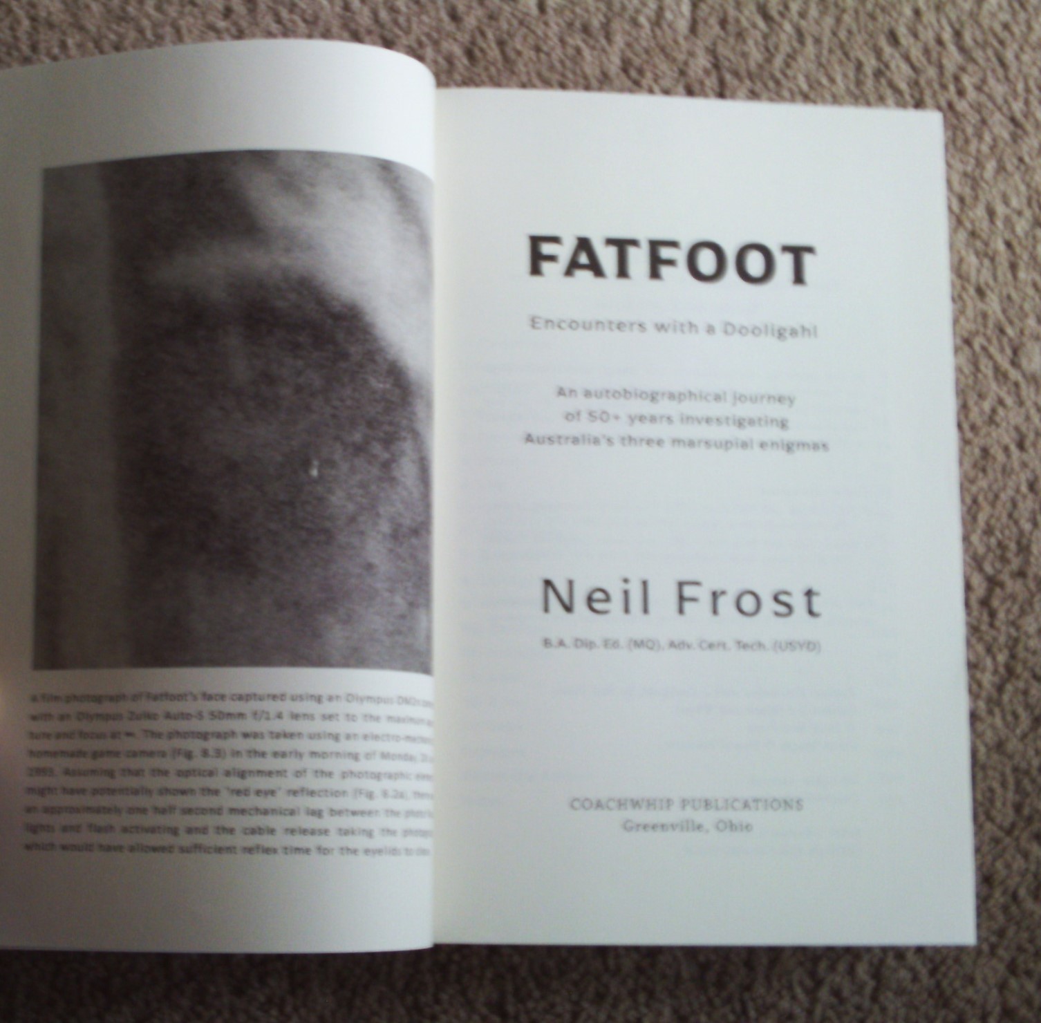 Fatfoot, Encounters with Dooligahl, Paperback, 2024, Australian Bigfoot, Yowie