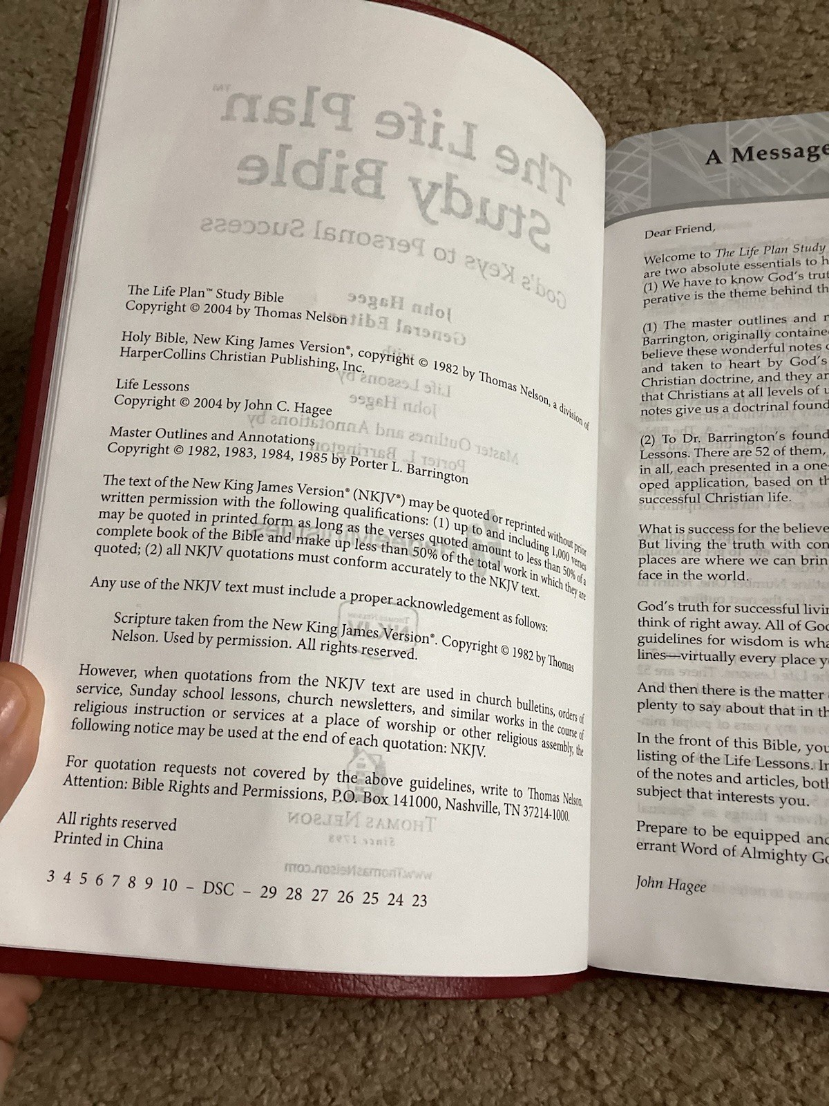 The Life Plan Study Bible NKJV Hagee Ministries Legacy Partner Red Faux Leather