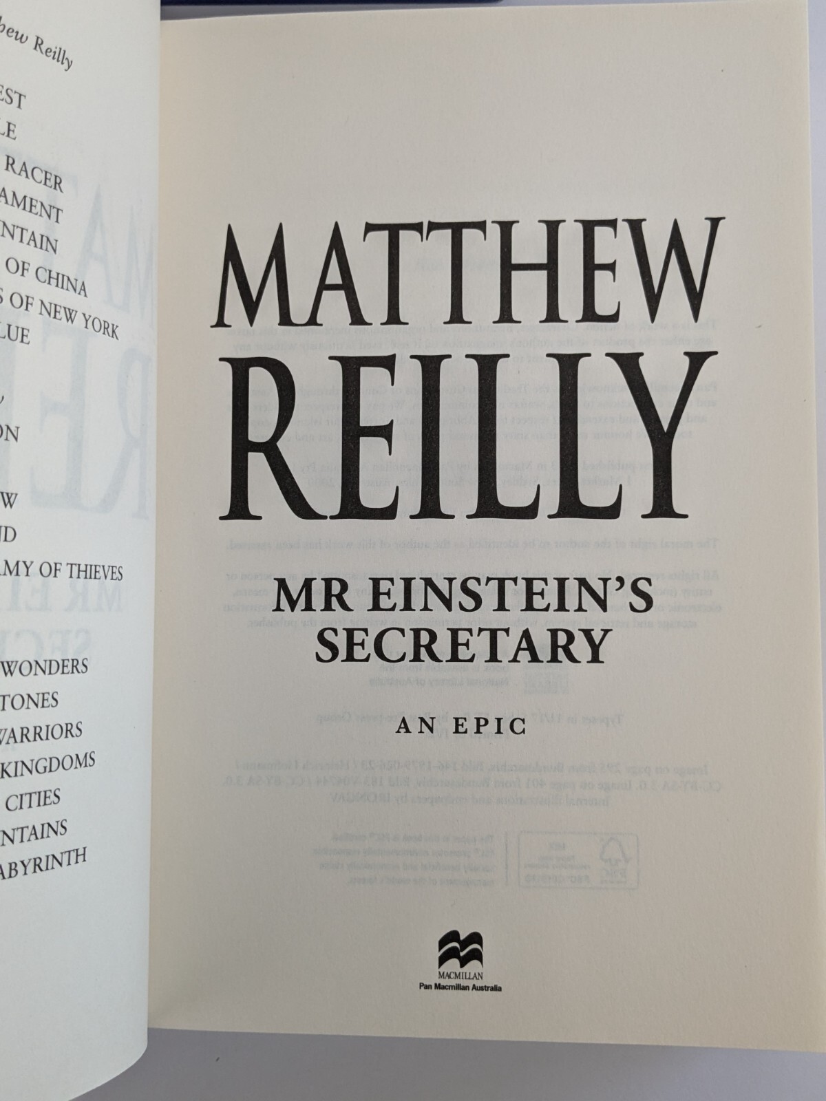 Matthew Reilly Hardcover x 3 Mr Einstein’s Secretary Great Zoo of China Cobalt