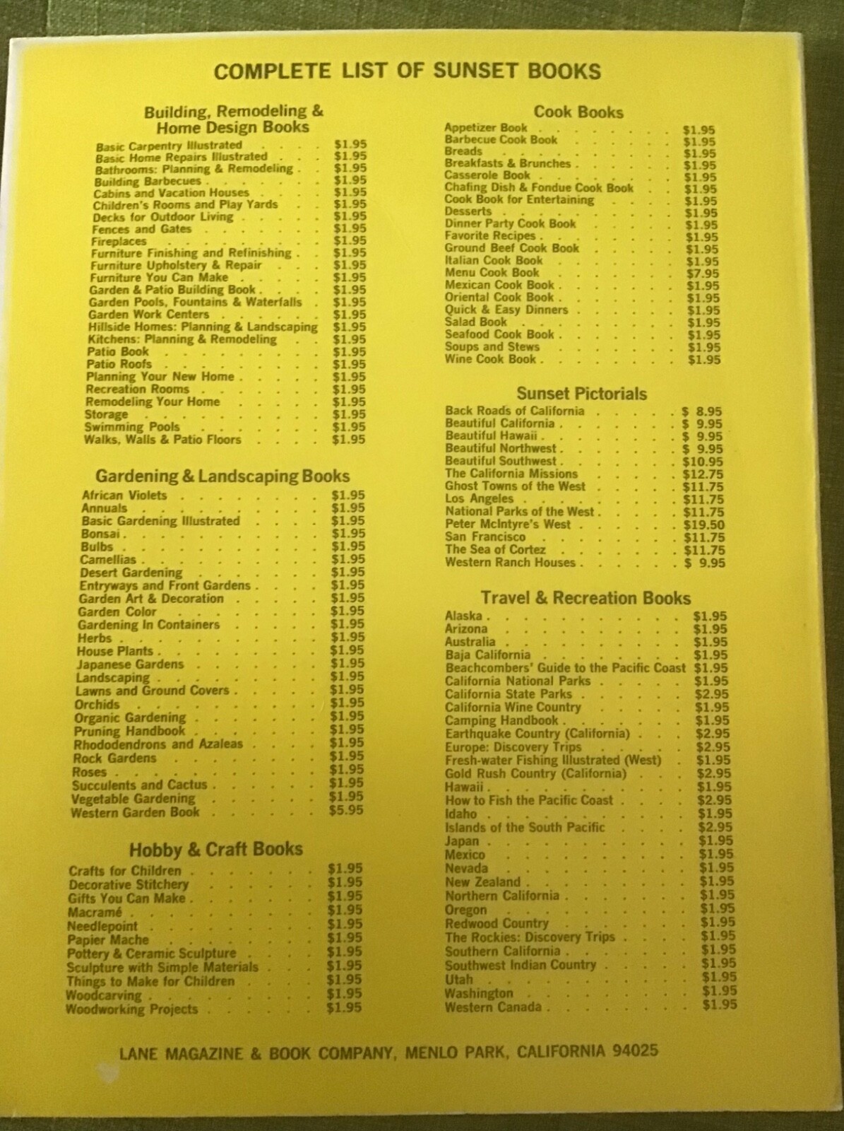 Gifts You Can Make The Editors of Sunset Magazine 1972