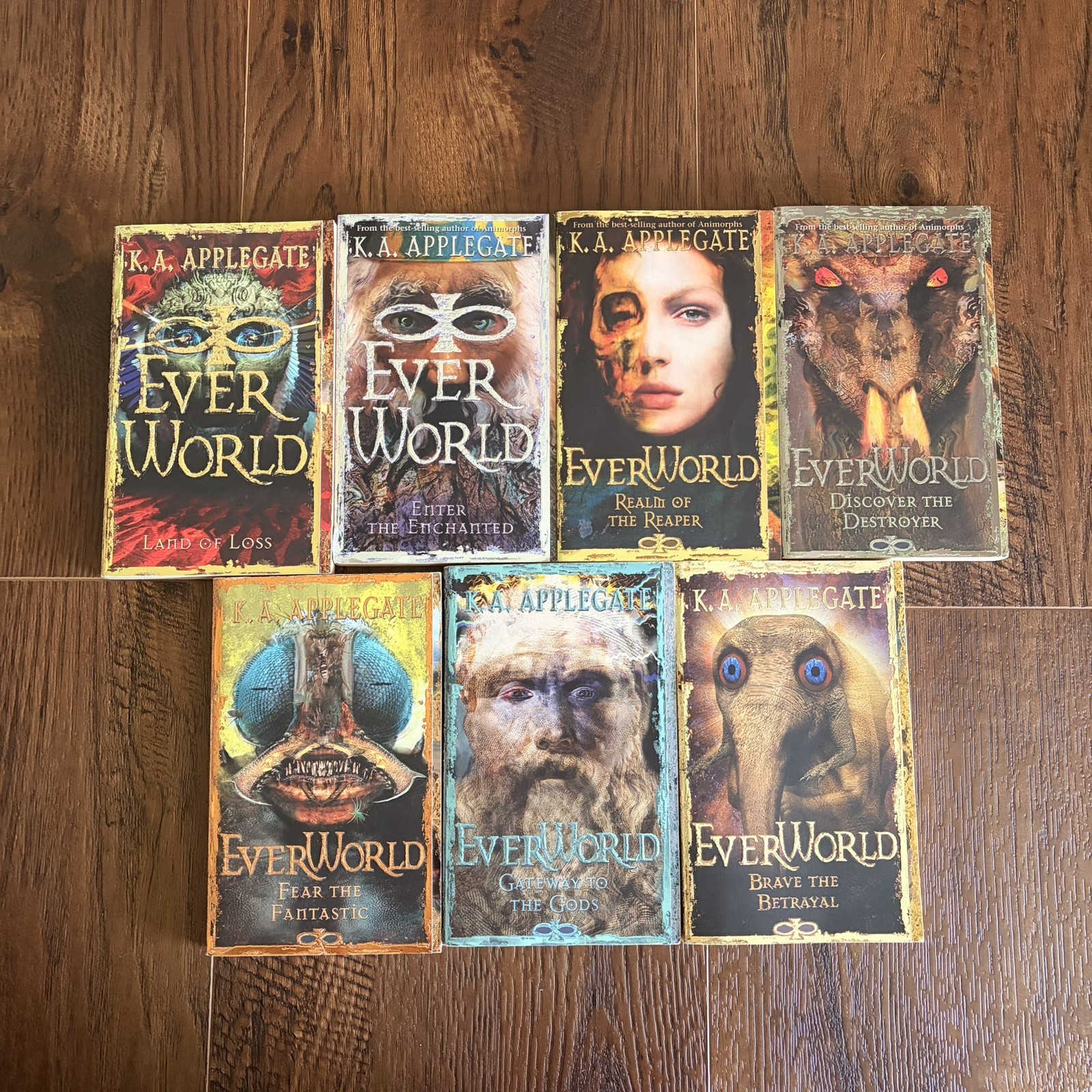 Everworld 7 Book Lot Set K.A. Applegate books 2-8 of series