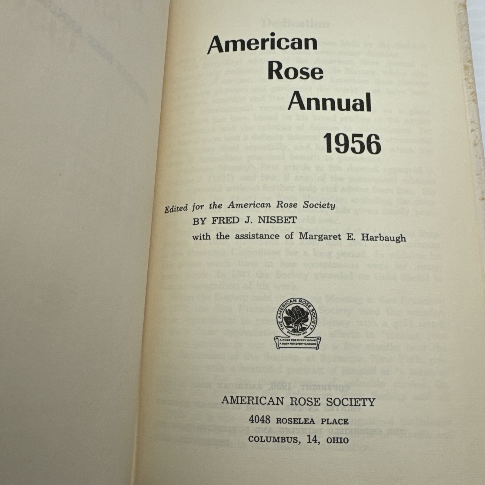 American Rose Annual 1956 Fred J Nisbet Beautiful Pictures Greenfield Printing