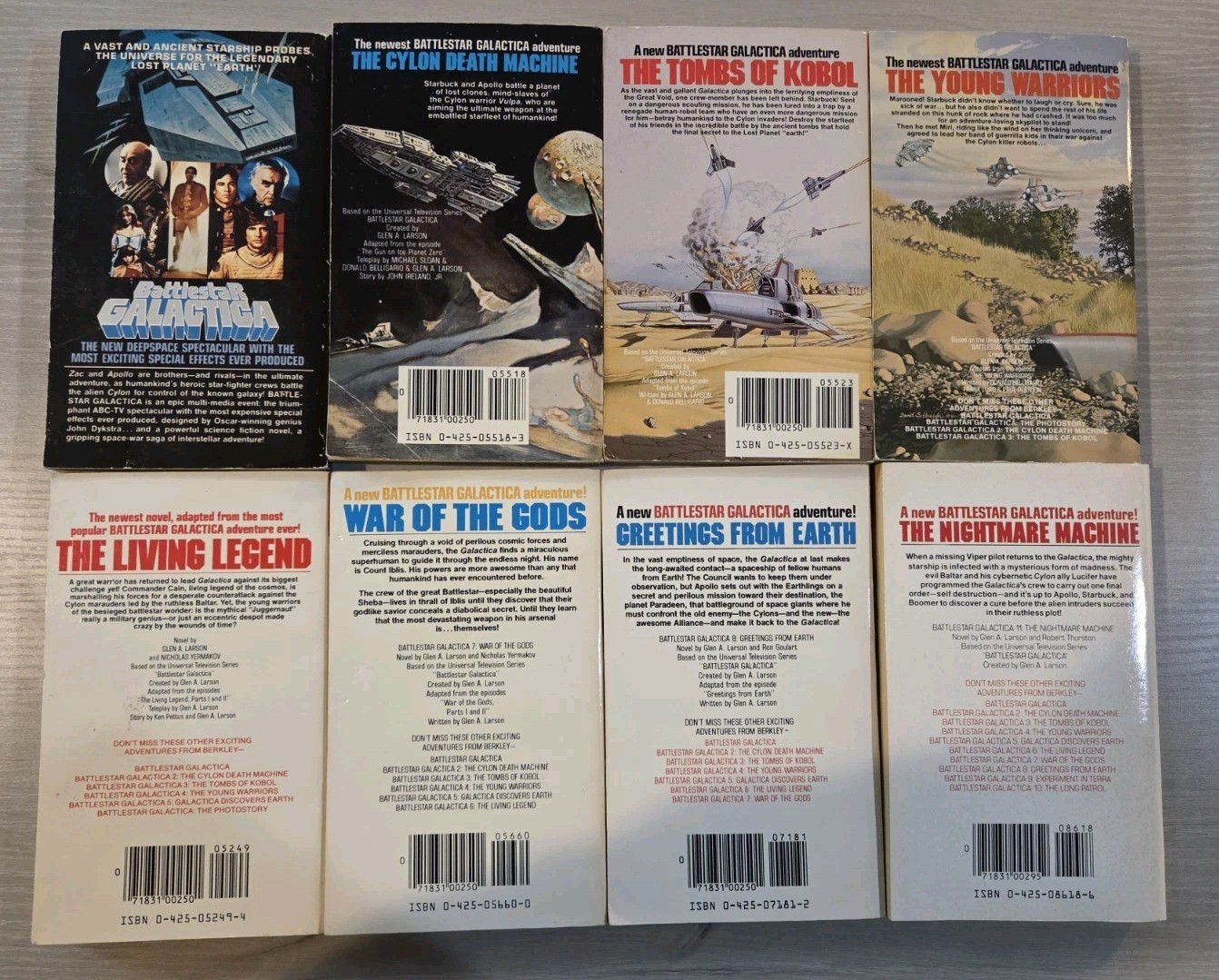 Vintage Lot 8 BATTLESTAR GALACTICA Paperback 1-4, 6-8, 11 – Almost Pristine