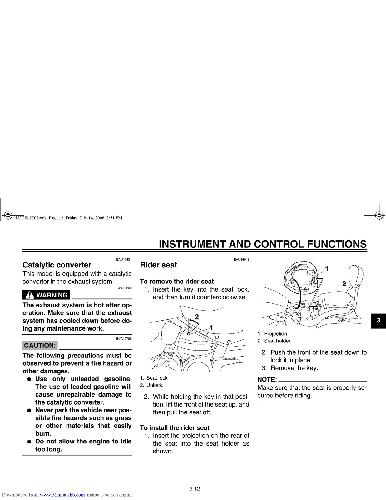 YAMAHA XV19CTSW XV19CTW XV19CTMW Stratoliner Owners Manual – WIRE BOUND – COVERS