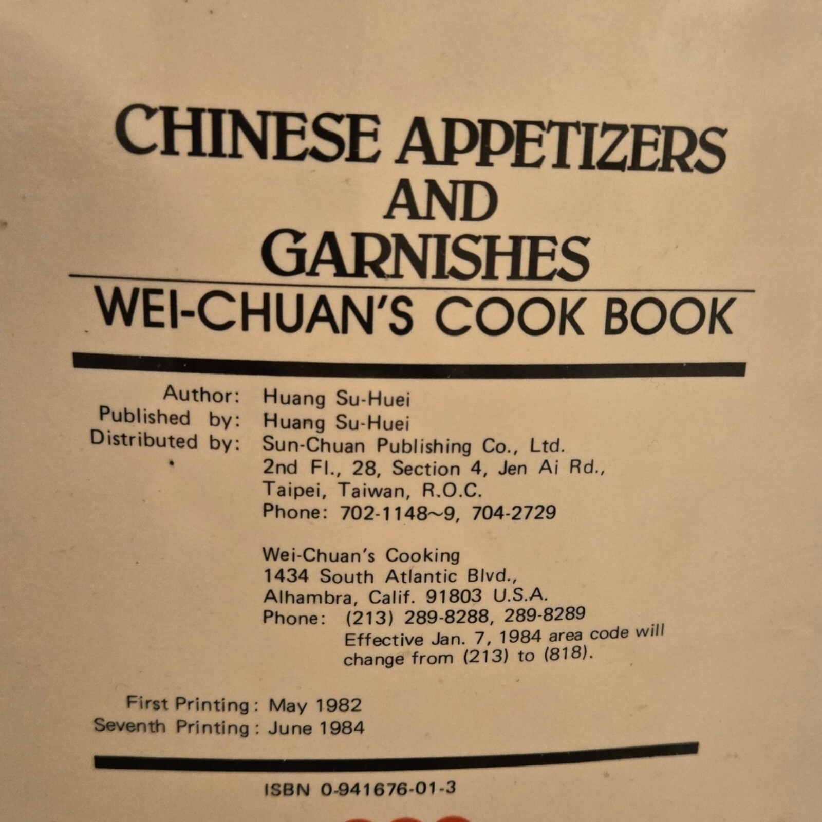 Chinese Appetizers and Garnishes Wei Chuans Cook Book Huang Su Huei 1980s