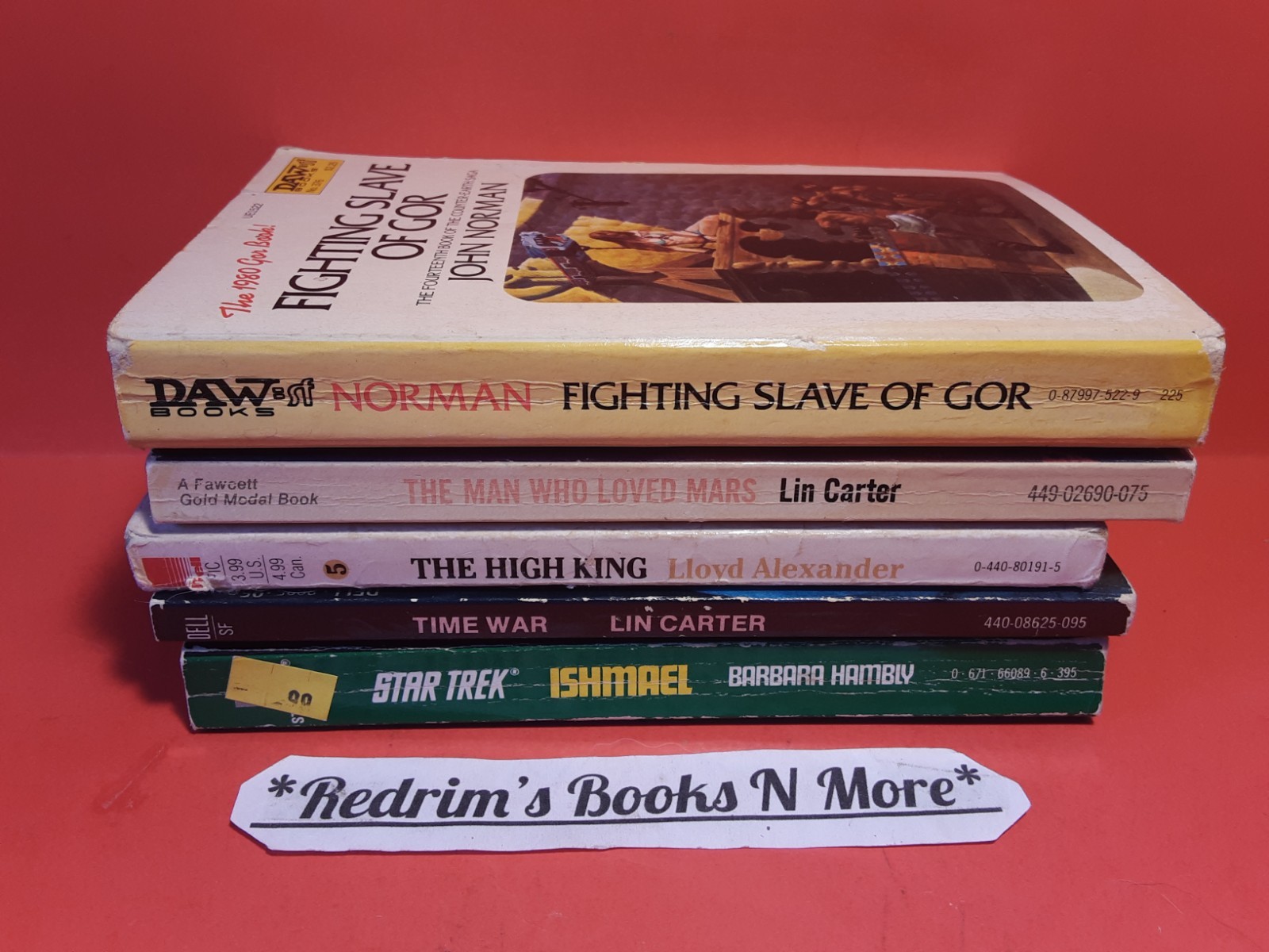 Lot 5 Vintage Sci-Fi Fantasy Books Star Trek Lin Carter John Norman More VG