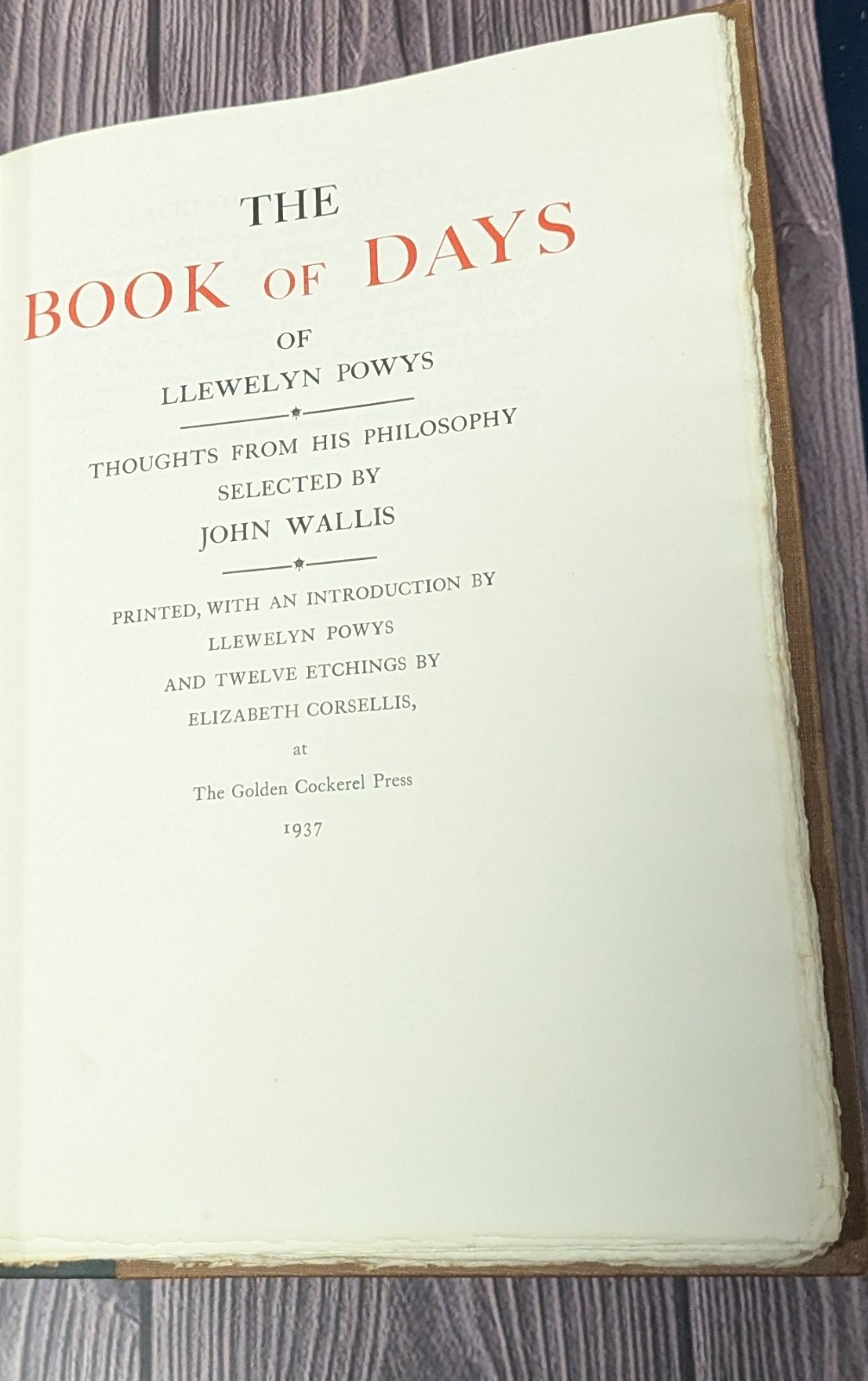 Golden Cockerel – Llewelyn Powys Book of Days – 1937 Zaehnsdorf Binding Ltd 300