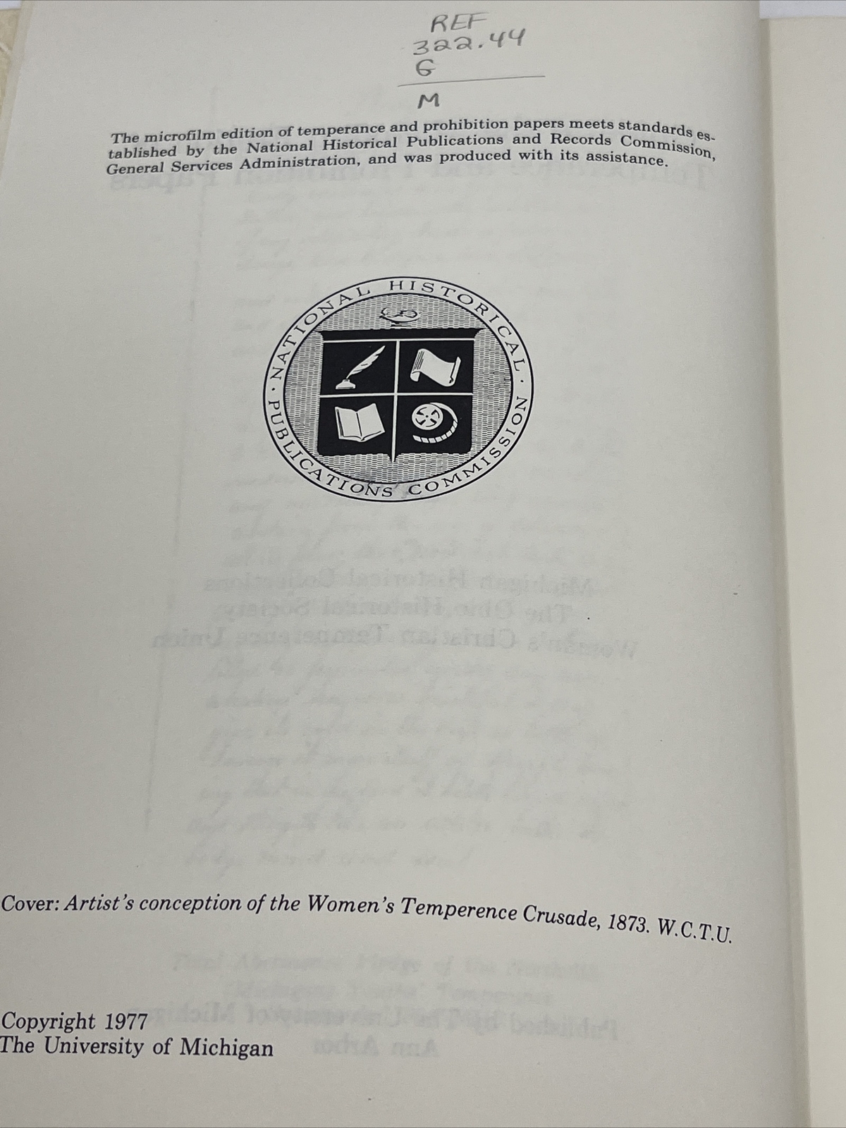 Guide to the Microfilm Edition of Temperance and Prohibition Papers Ex Library