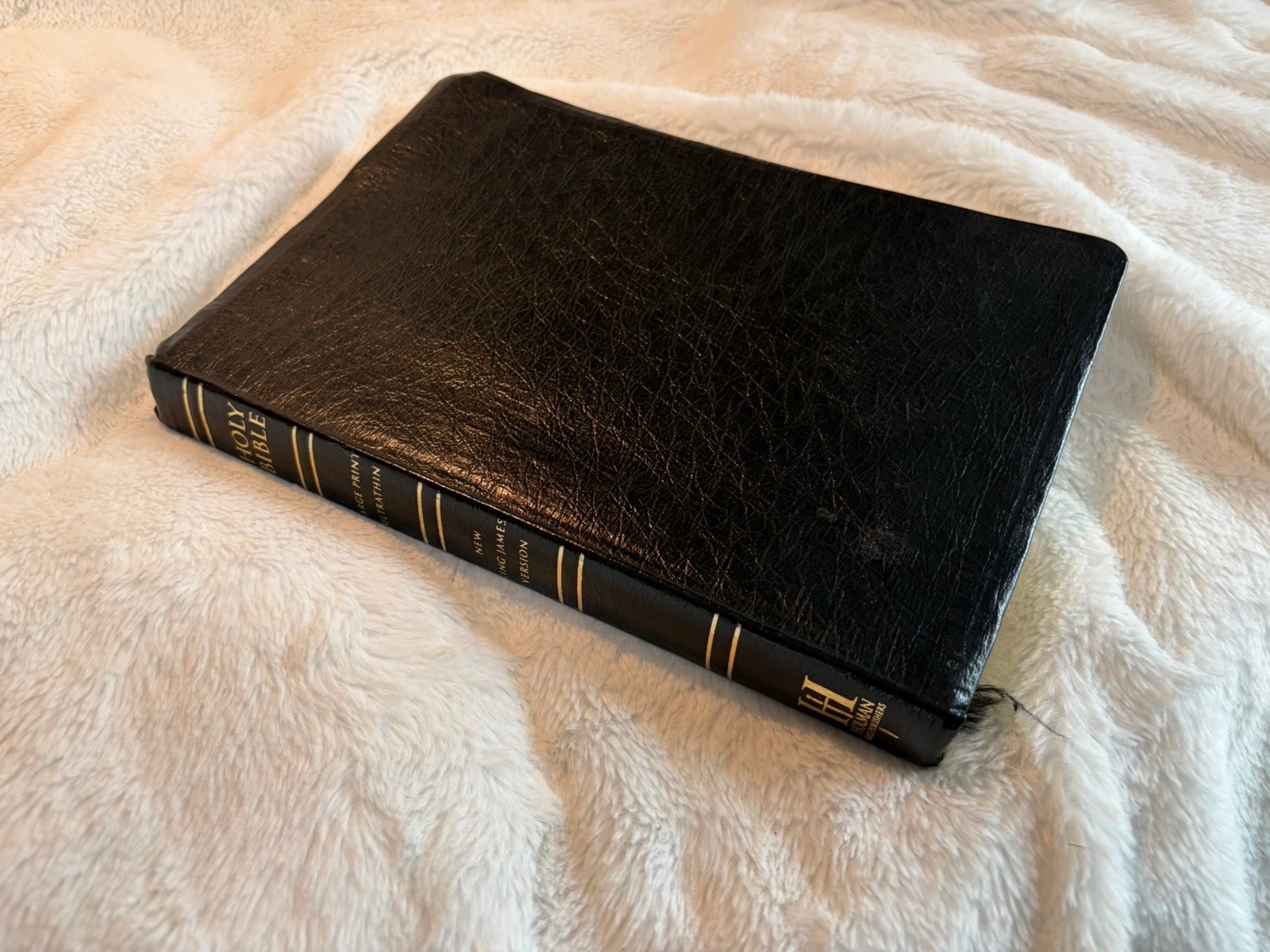 NKJV Large Print Ultrathin Reference Bible, Black Genuine Leather by Holman…