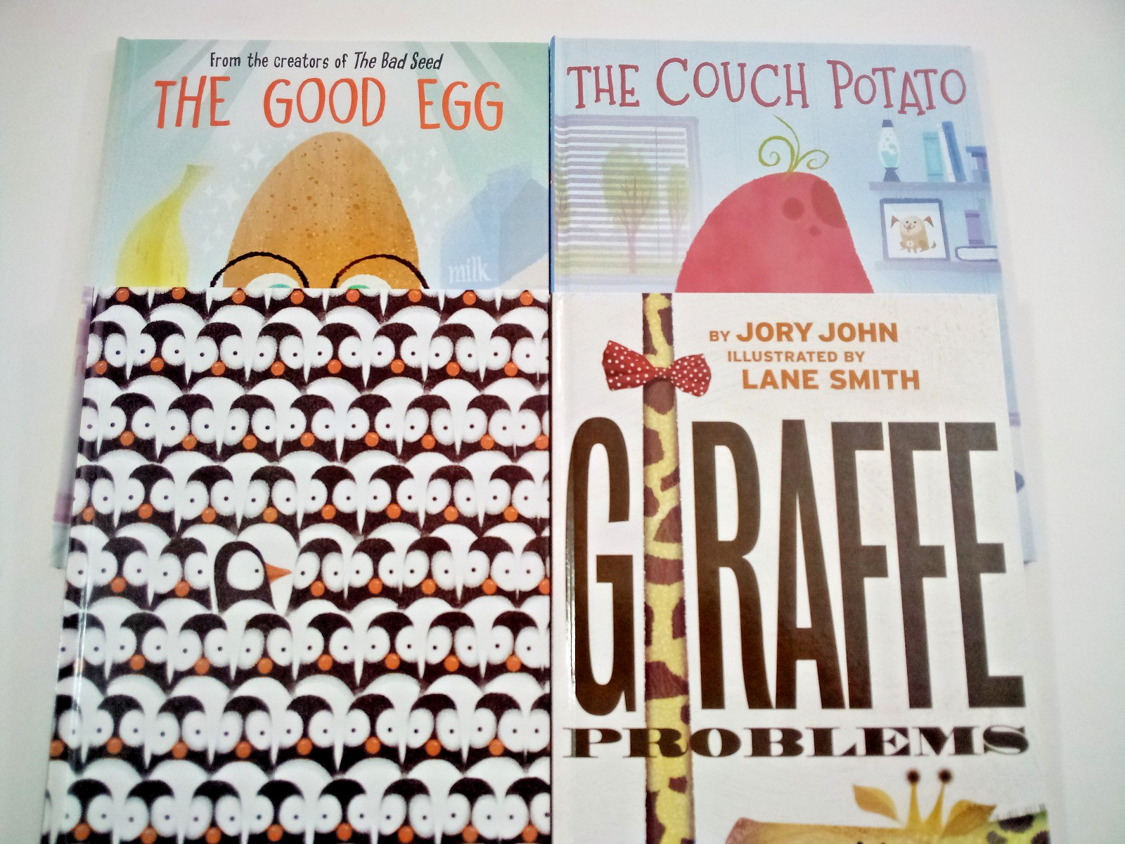 Lot of 4 Jory John HC Picture Books Penguin & Giraffe Problems, Couch & Egg