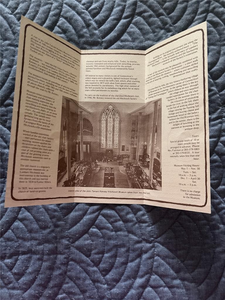 1971 1st HCDJ The Hitchcock Chair John Tarrant Kenney SIGNED & Museum Pamphlet