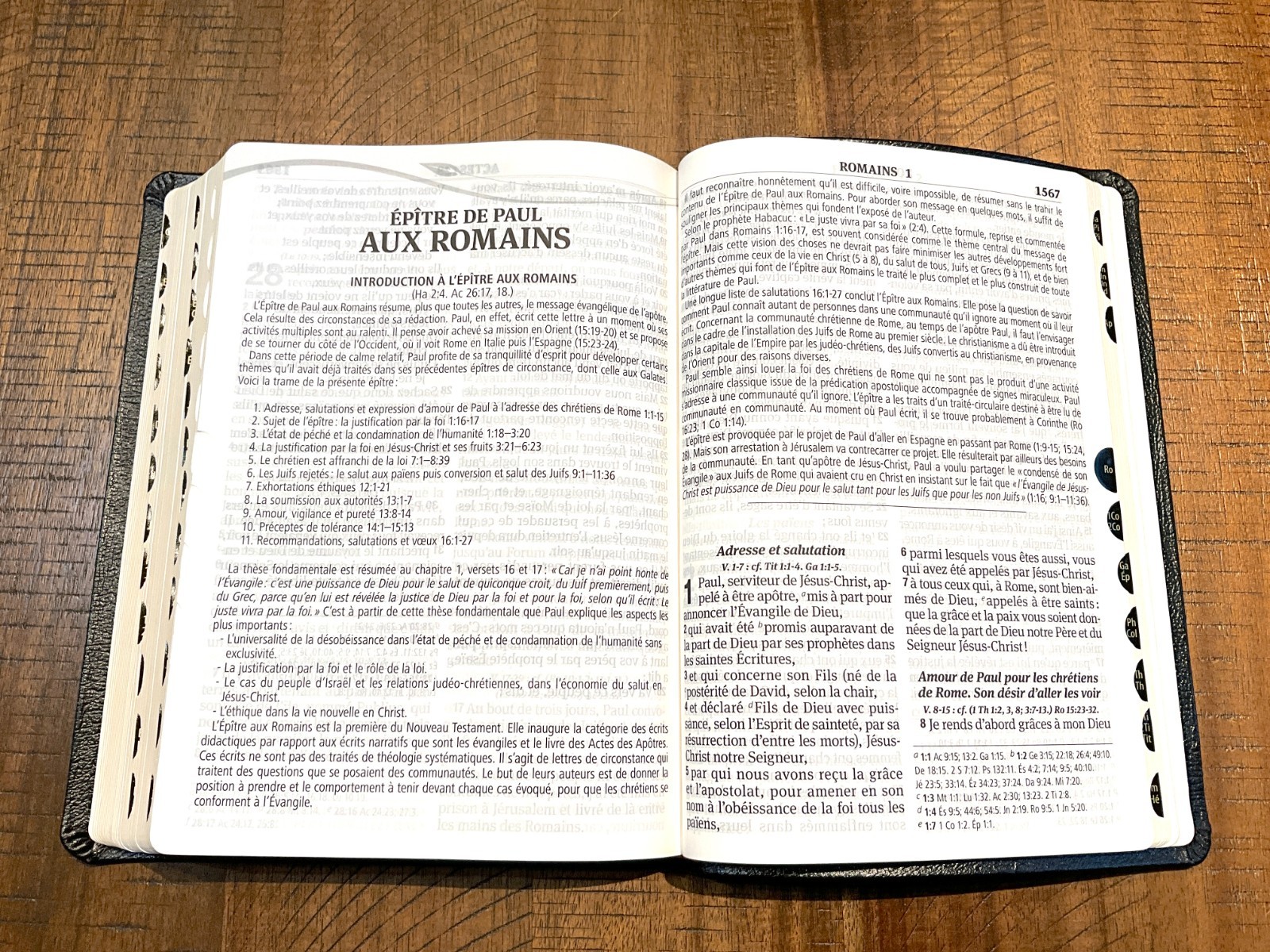 French Bible LARGE PRINT, Segond 1910 Bonded Leather Thumb Index, Red Letter