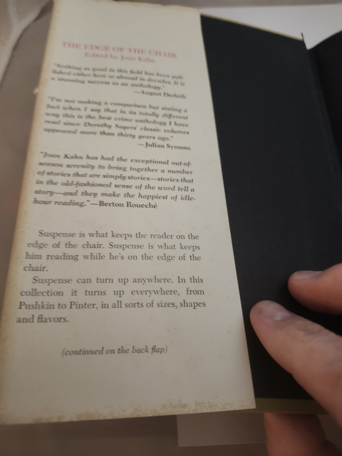 The Edge Of the Chair Joan Kahn Harper Row 1st Edition 1967 Suspense Collection
