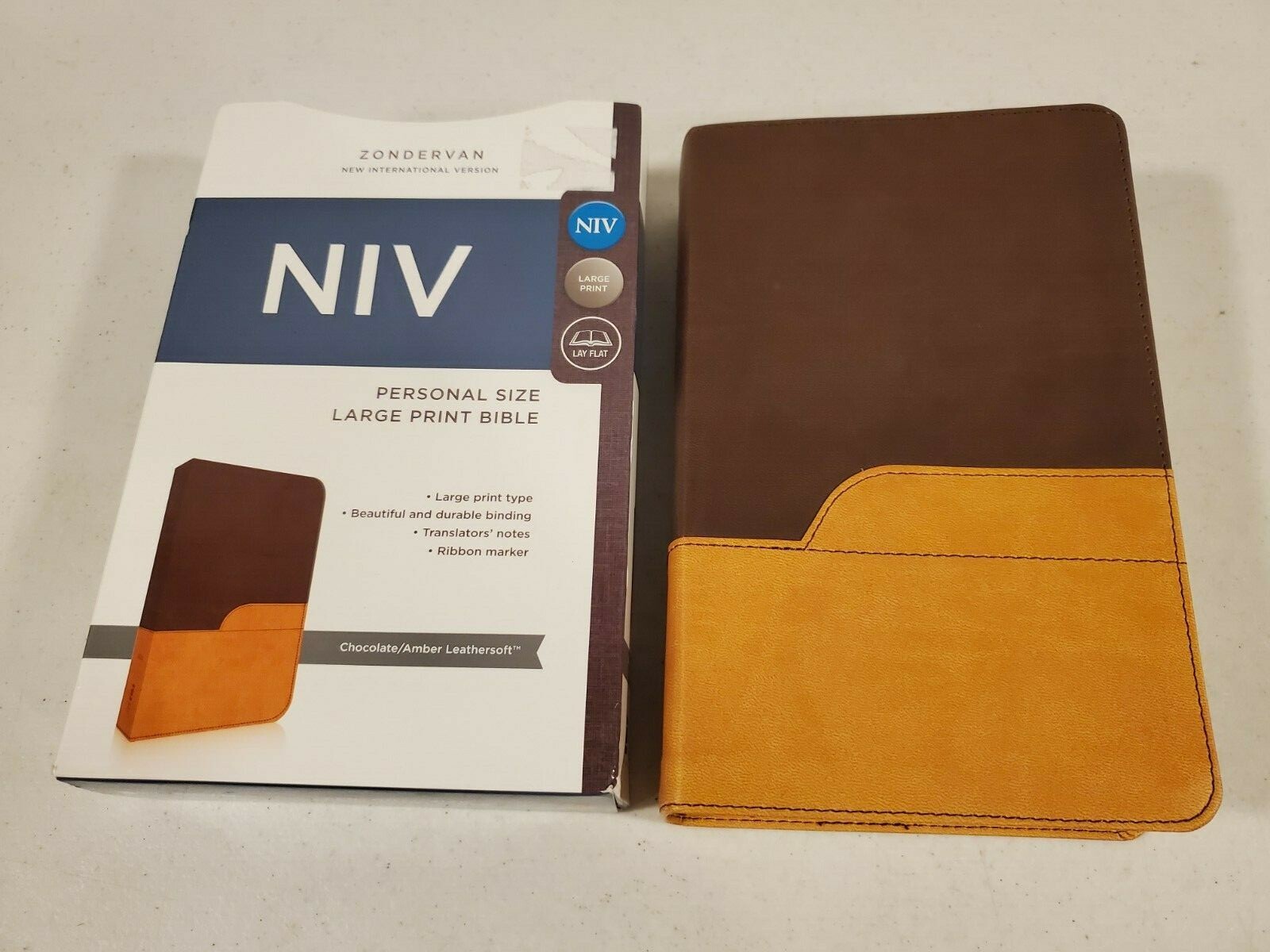 Zondervan NIV Personal Size Large Print Bible Chocolate Amber Leathersoft