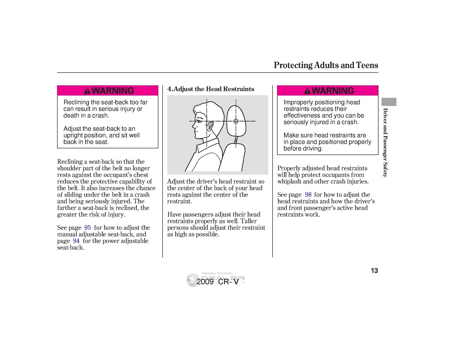 HONDA 2009 CR-V Owners Manual – STEEL WIRE BINDING – PROTECTIVE COVERING