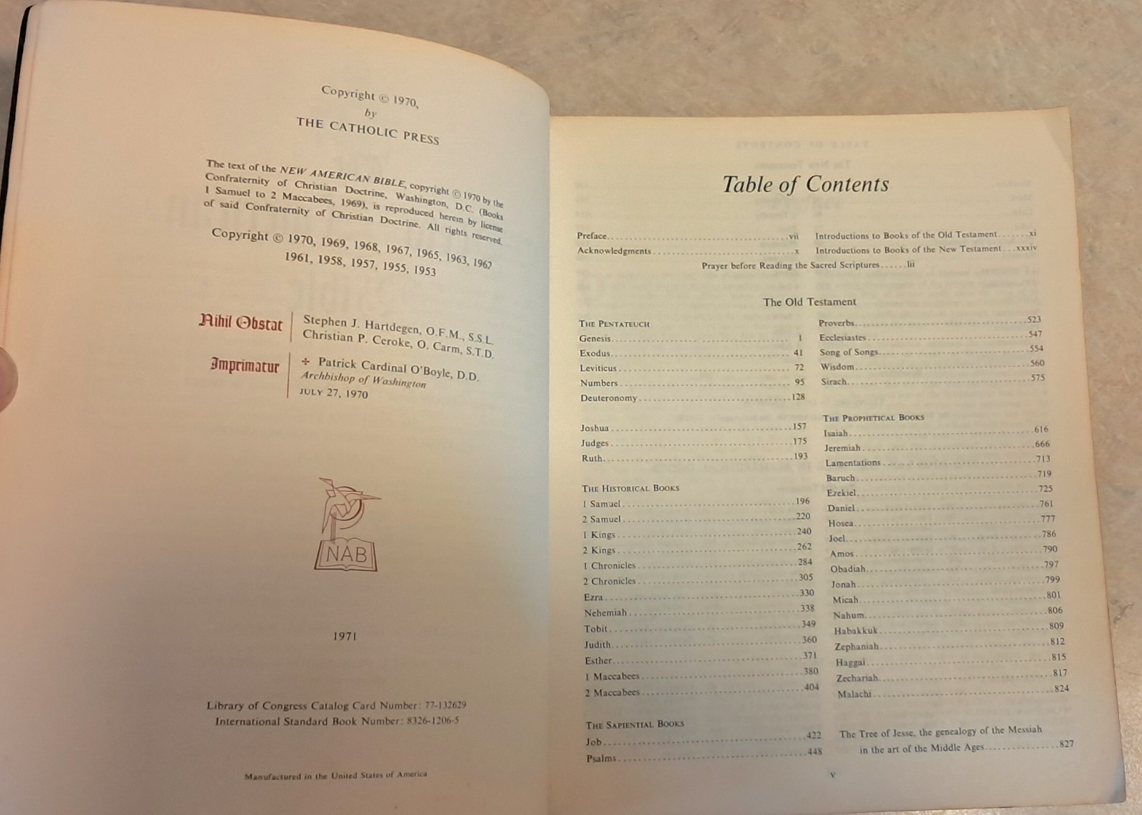 1971 The New American Holy Bible Catholic Press World Publishing Red Letter