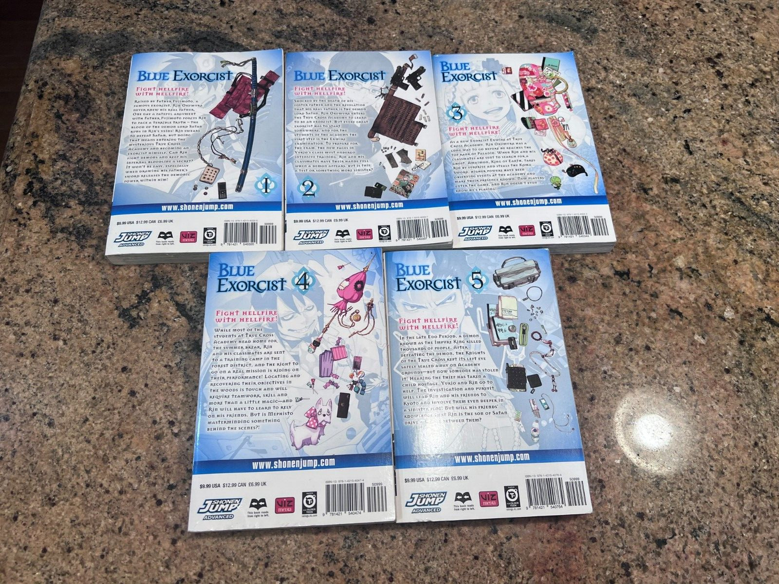 Blue Exorcist English Manga Lot: Volumes 1-5 (1, 2, 3, 4, 5) Shonen Jump