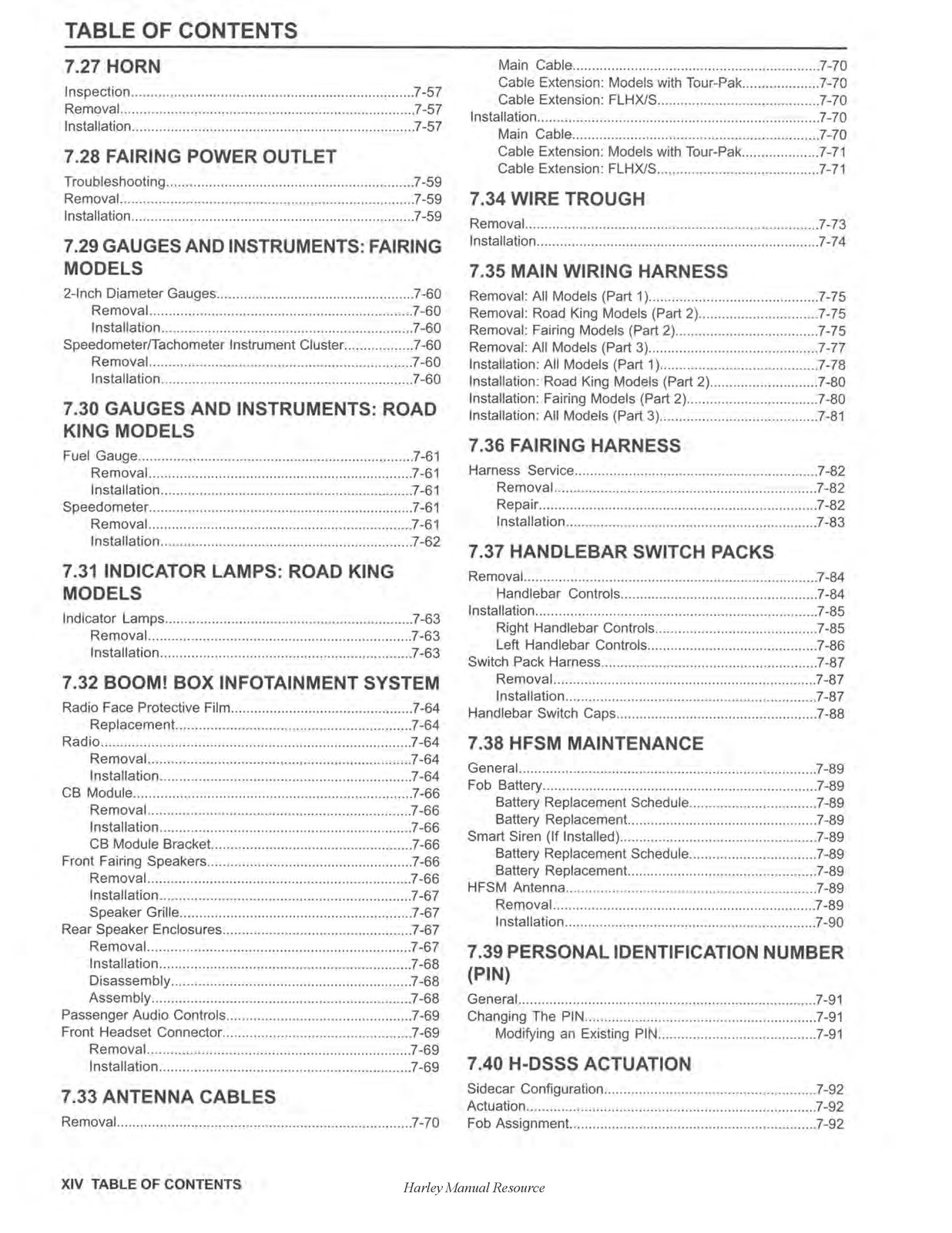 HARLEY-DAVIDSON FLHR FLHX FLHXS FLHTK FLHTCU Touring Service Manual 2014