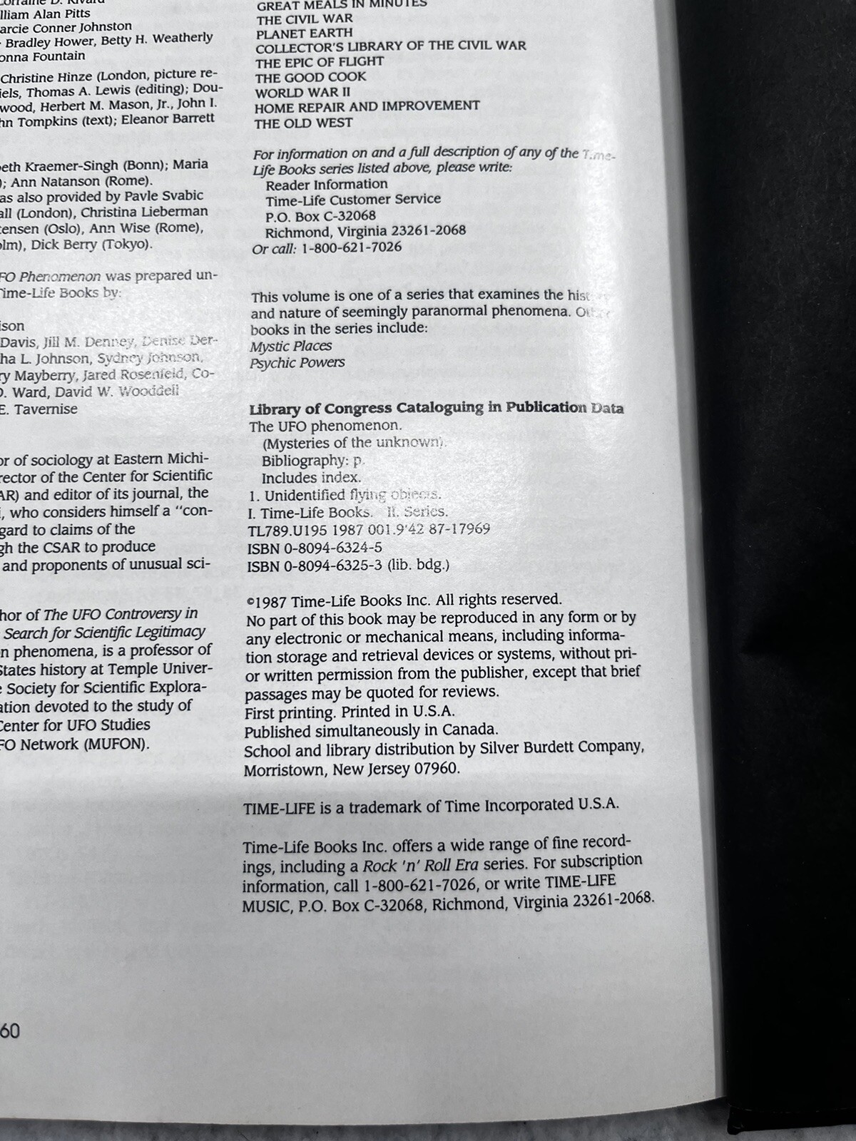 Vintage 1987 Mysteries of the Unknown UFO Phenomenon Time-Life Hardback Book