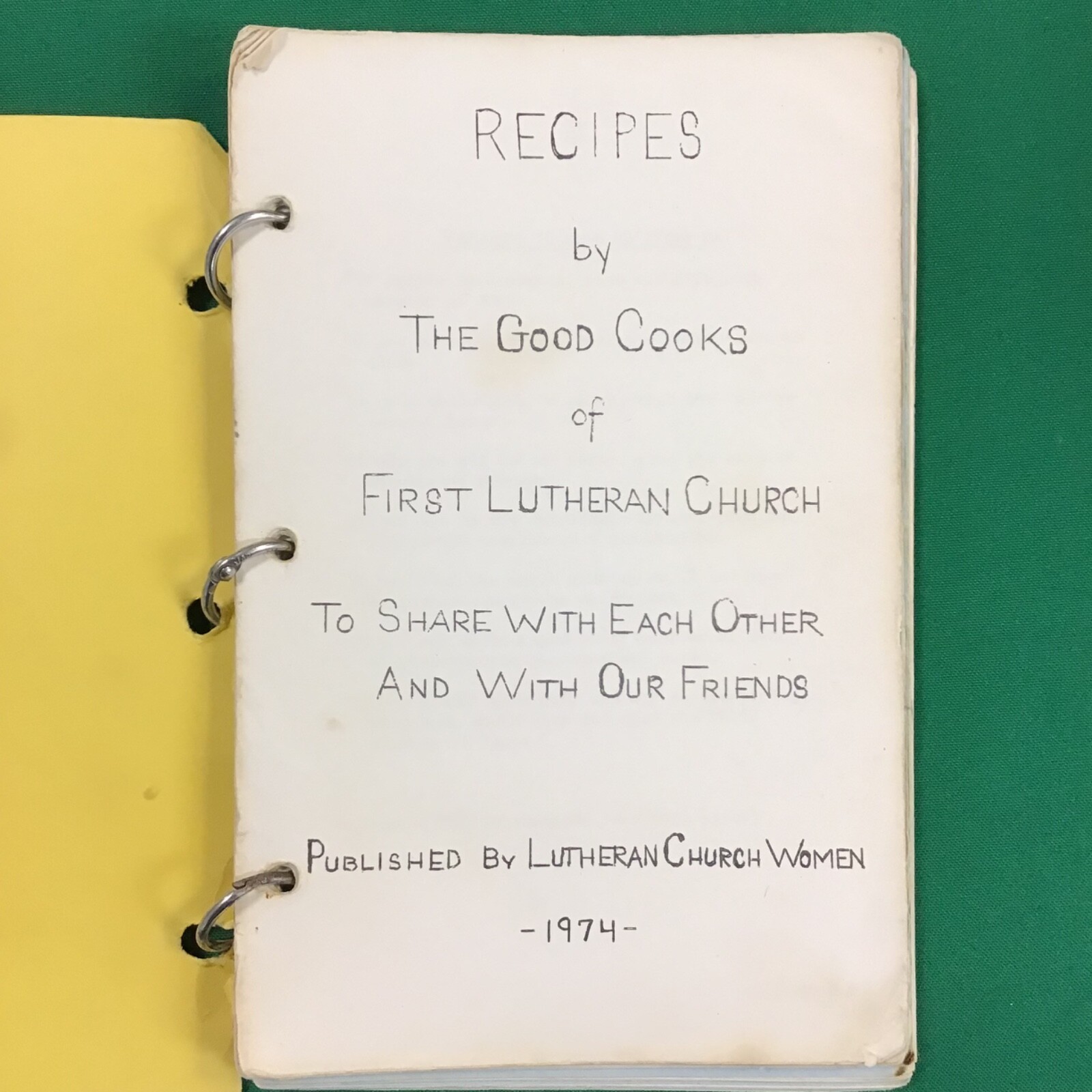 Monmouth Illinois 1st Lutheran Church spiral Vtg 1974 Cookbook SEE INDEX PHOTOS